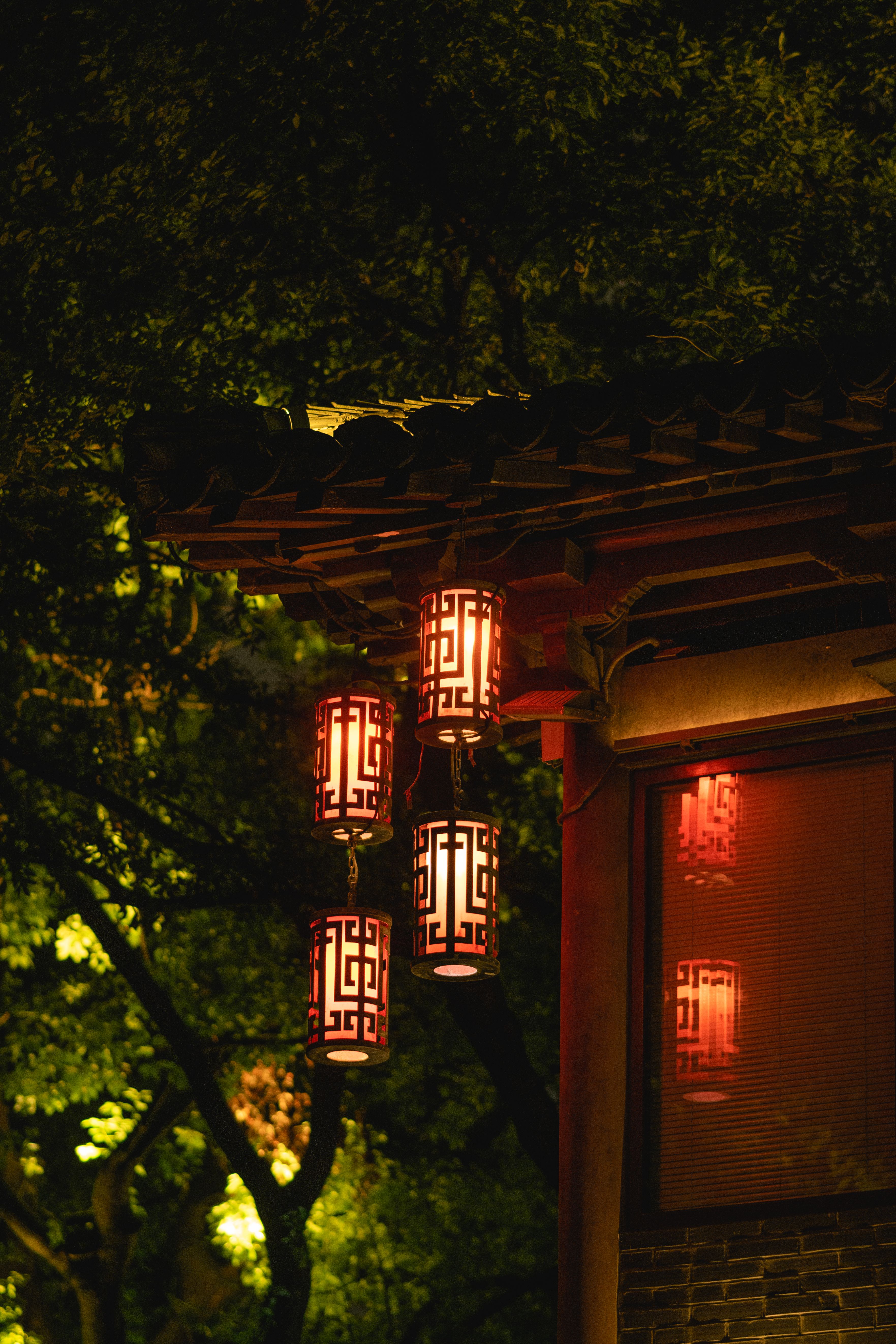 Traditional Asian Lanterns Illuminating Night Scene · Free Stock Photo
