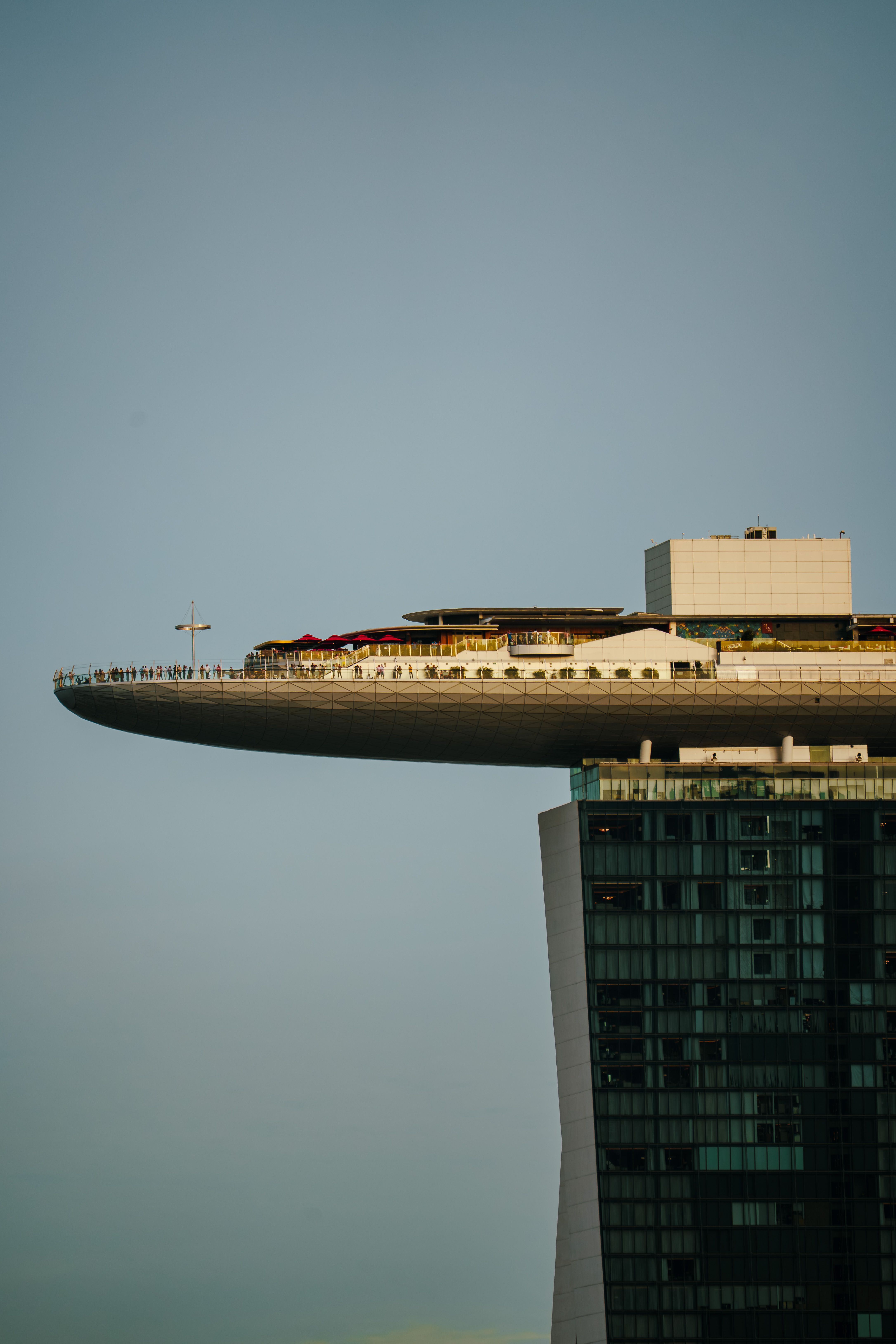 Stunning view of Marina Bay Sands' unique architecture against a clear sky.