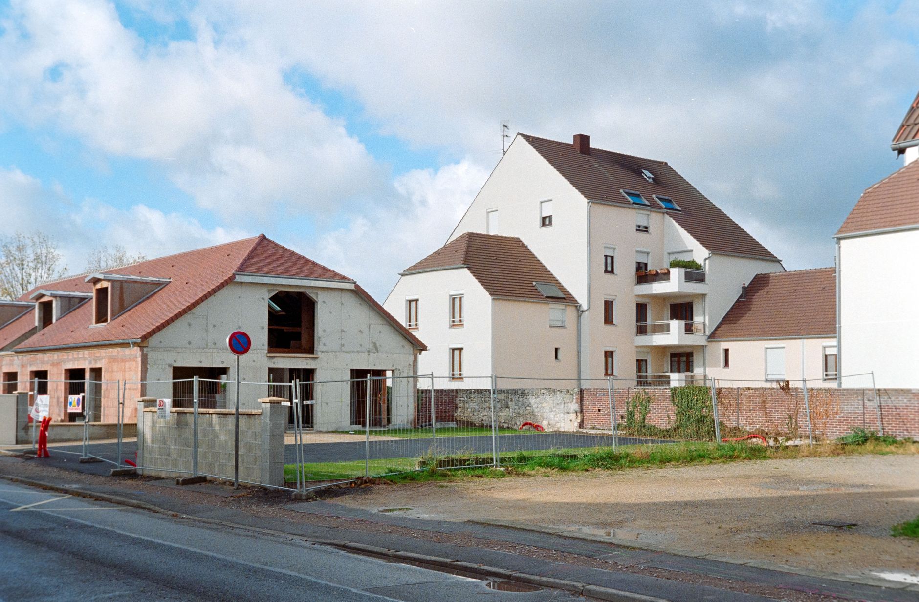 Residential area in Compiègne, France with new constructions and modern housing architecture.
