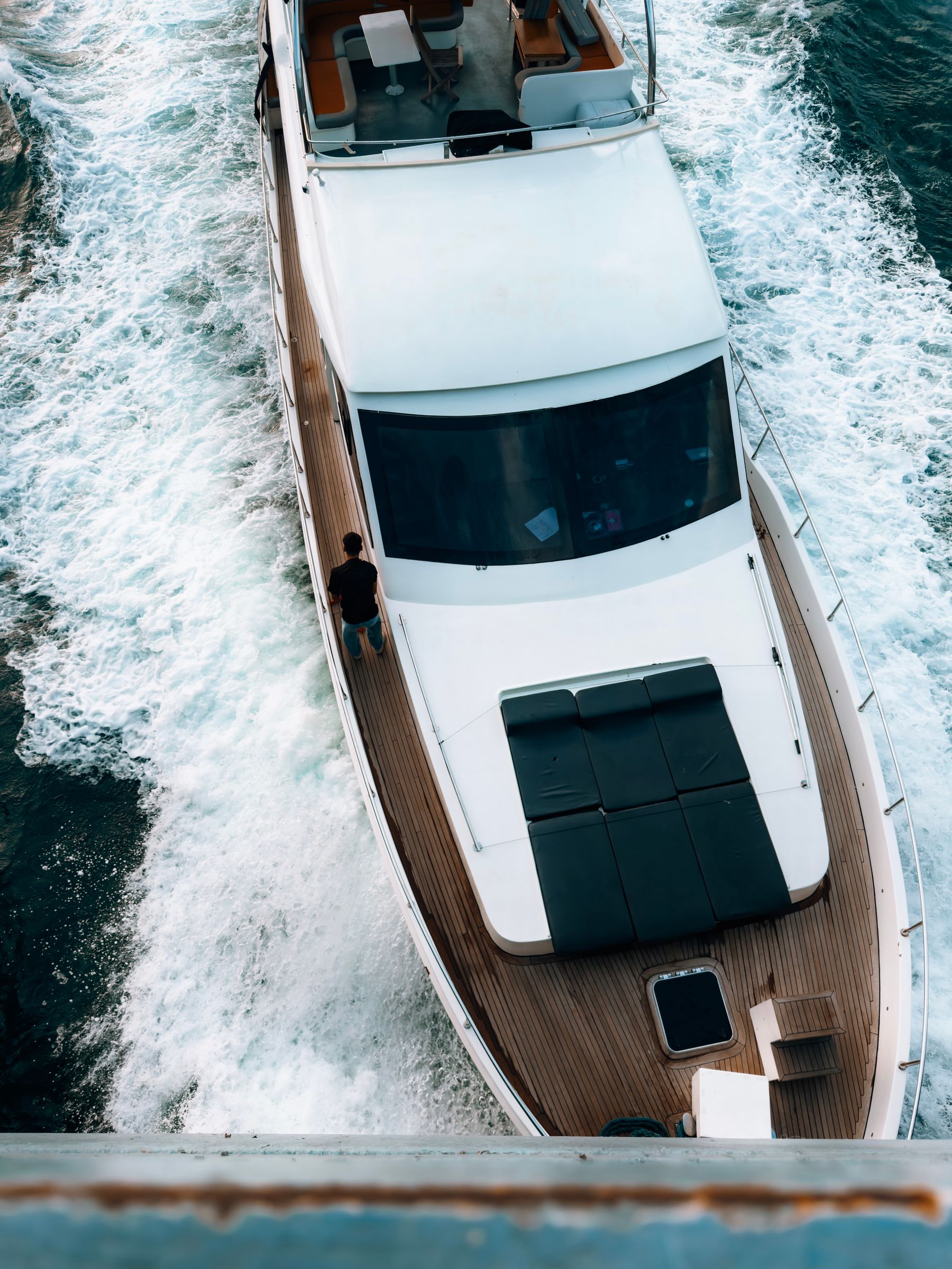 Luxury yacht moving through the sea