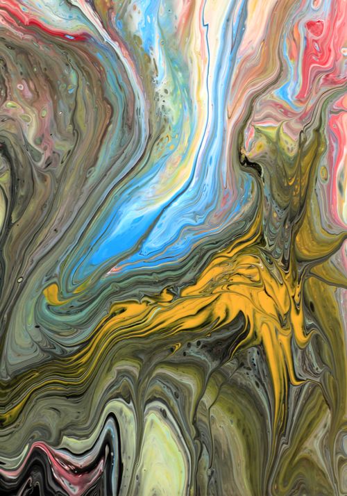 Free Colorful fluid art painting with swirling patterns and vibrant hues, evoking creativity and chaos. Stock Photo
