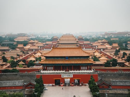 Free Stunning aerial view of the historic Forbidden City in Beijing, showcasing traditional Chinese architecture. Stock Photo