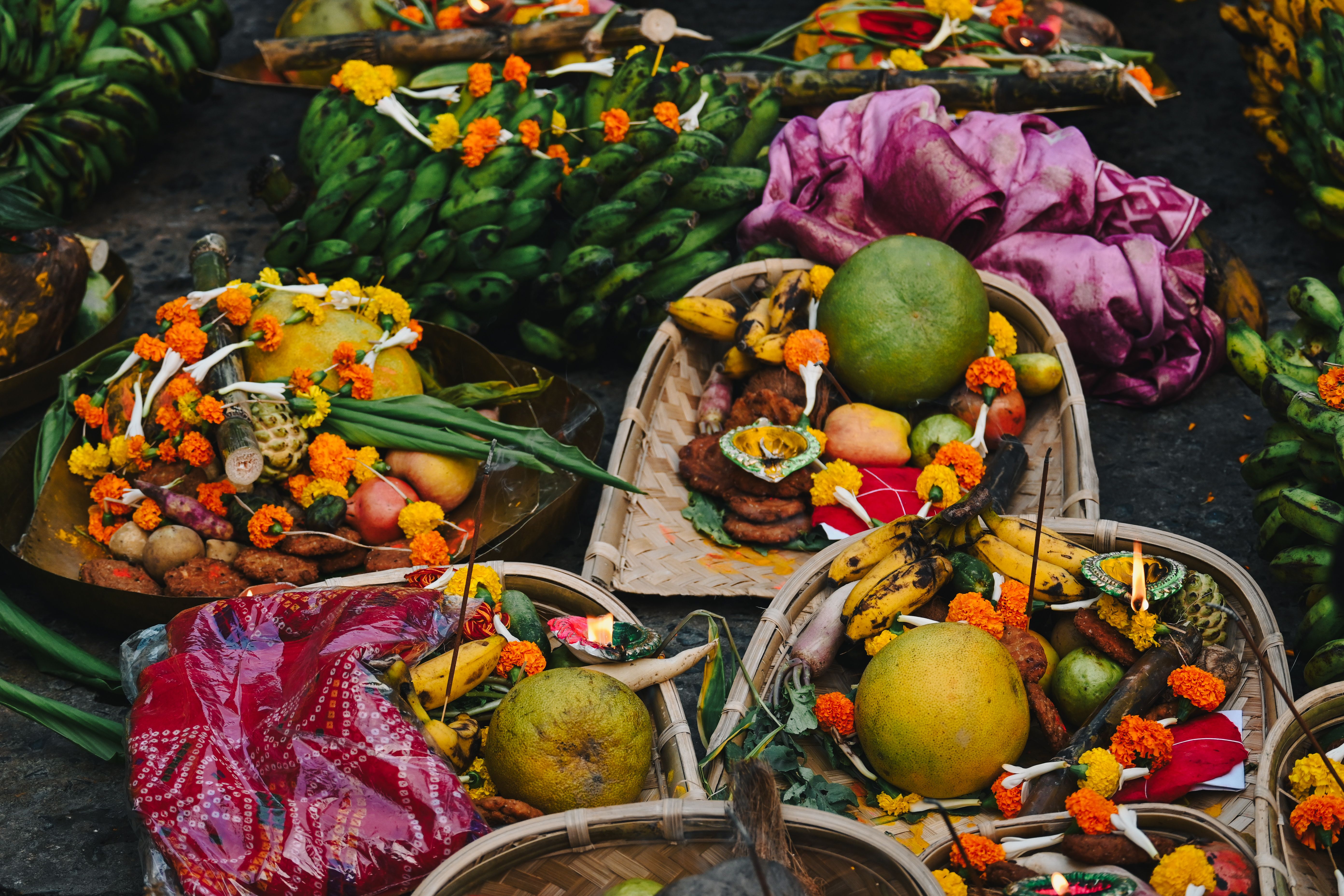 Vibrant Offering Baskets at Bihar Hindu Festival · Free Stock Photo