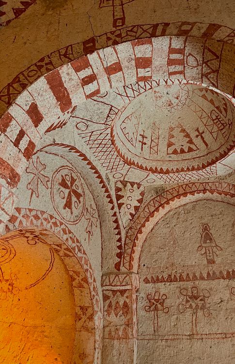 Cave Patterns Ancient Cappadocia Cave Art with Geometric Patterns · Free Stock Photo
