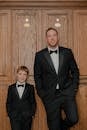 Father and Son in Black Tie Formal Attire