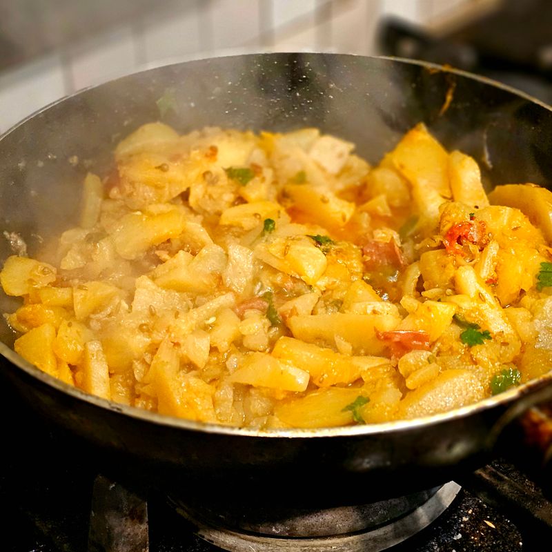 Potato and Onion Stir-Fry with Turmeric