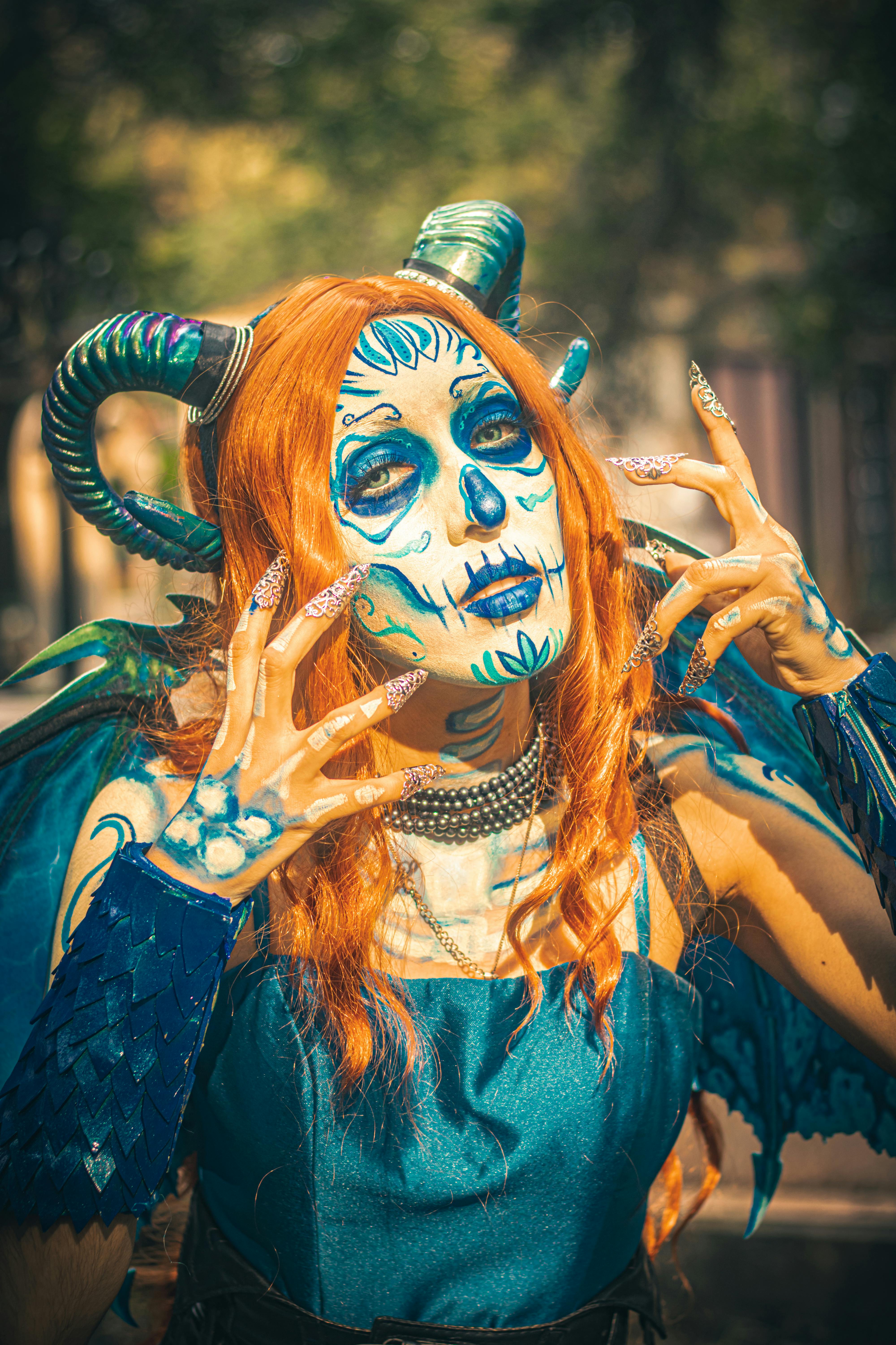 grátis Maquiagem Vibrante Catrina E Celebração De Cocares Foto profissional