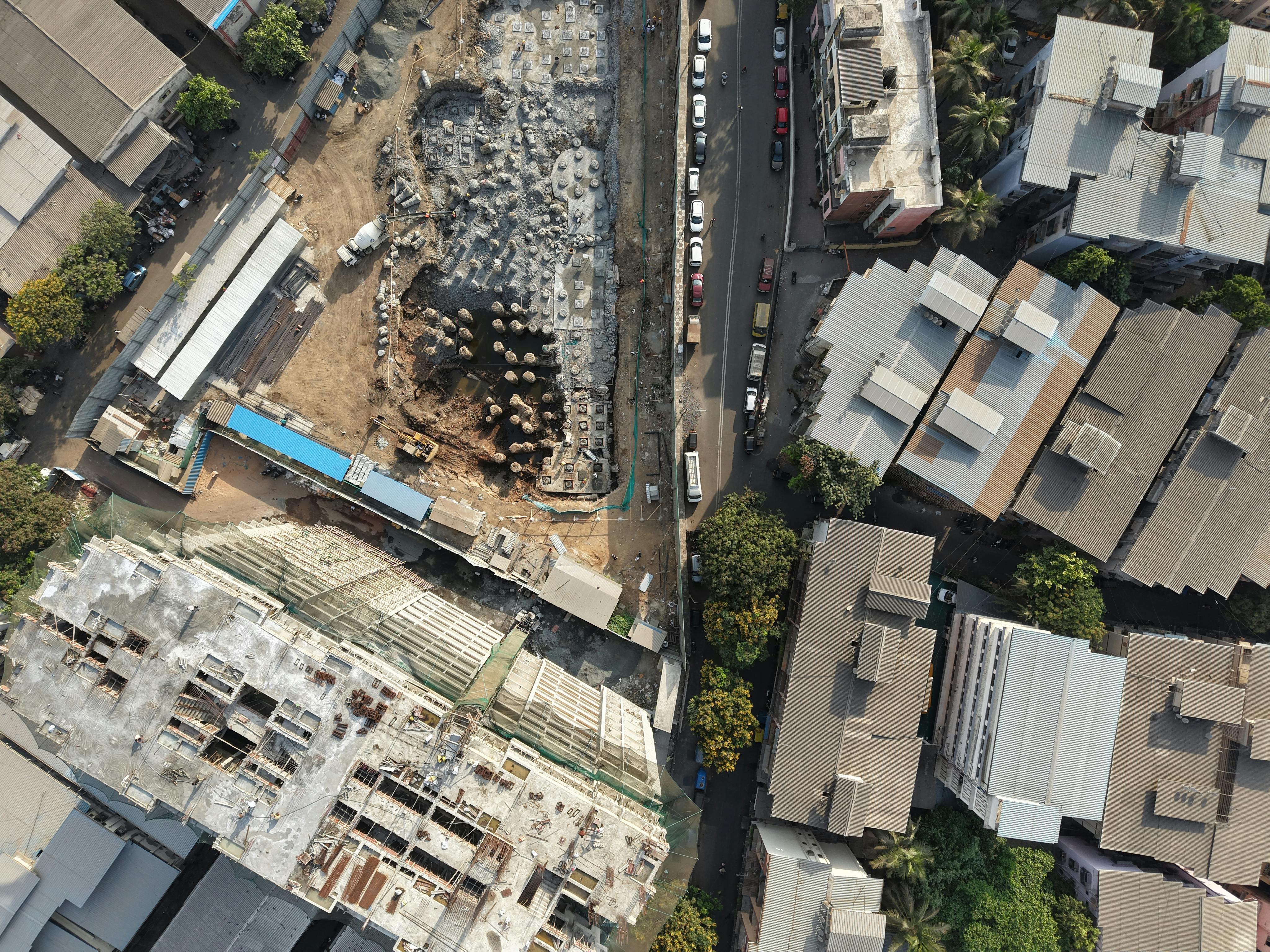 Construction site aerial view