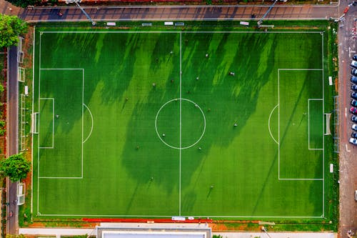 Top View Photo of Soccer Field during Day