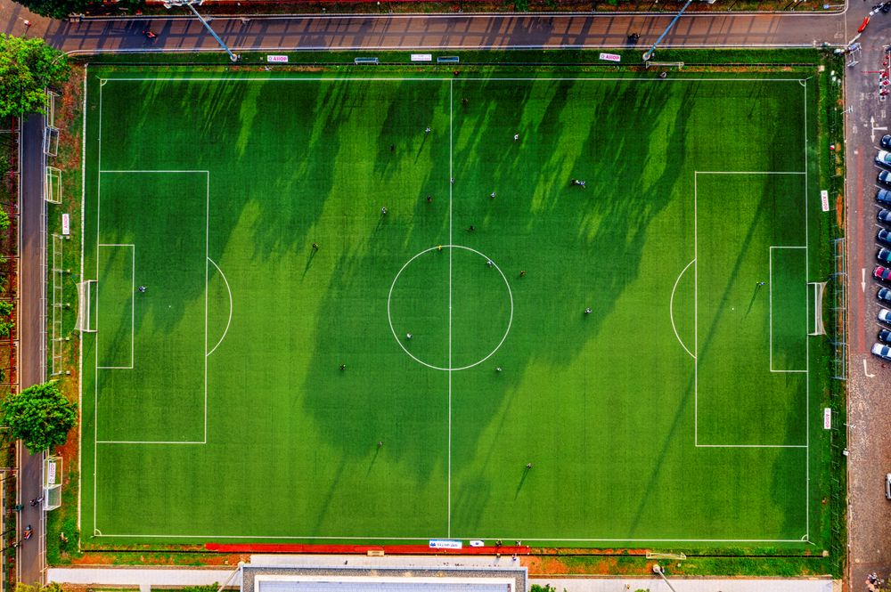 Aerial view of Kestrel Park on a match day