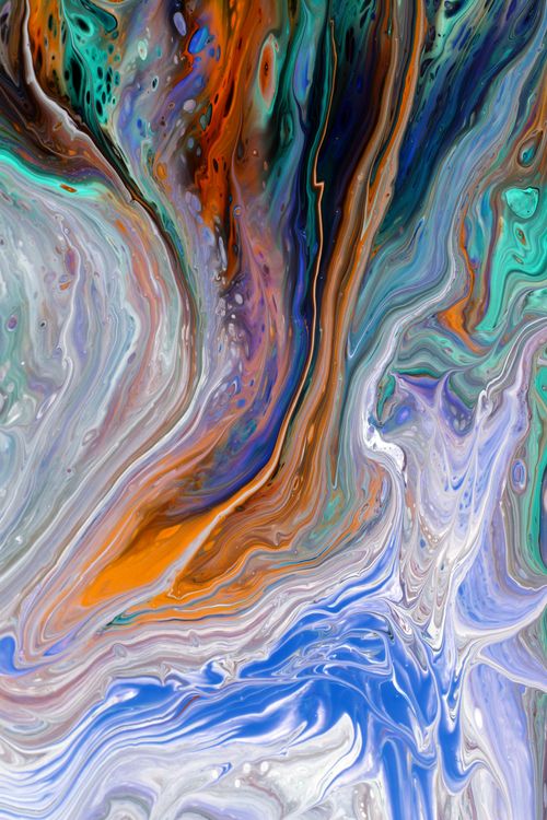 Free Captivating abstract painting with vivid colors and swirling patterns creating a dynamic visual effect. Stock Photo
