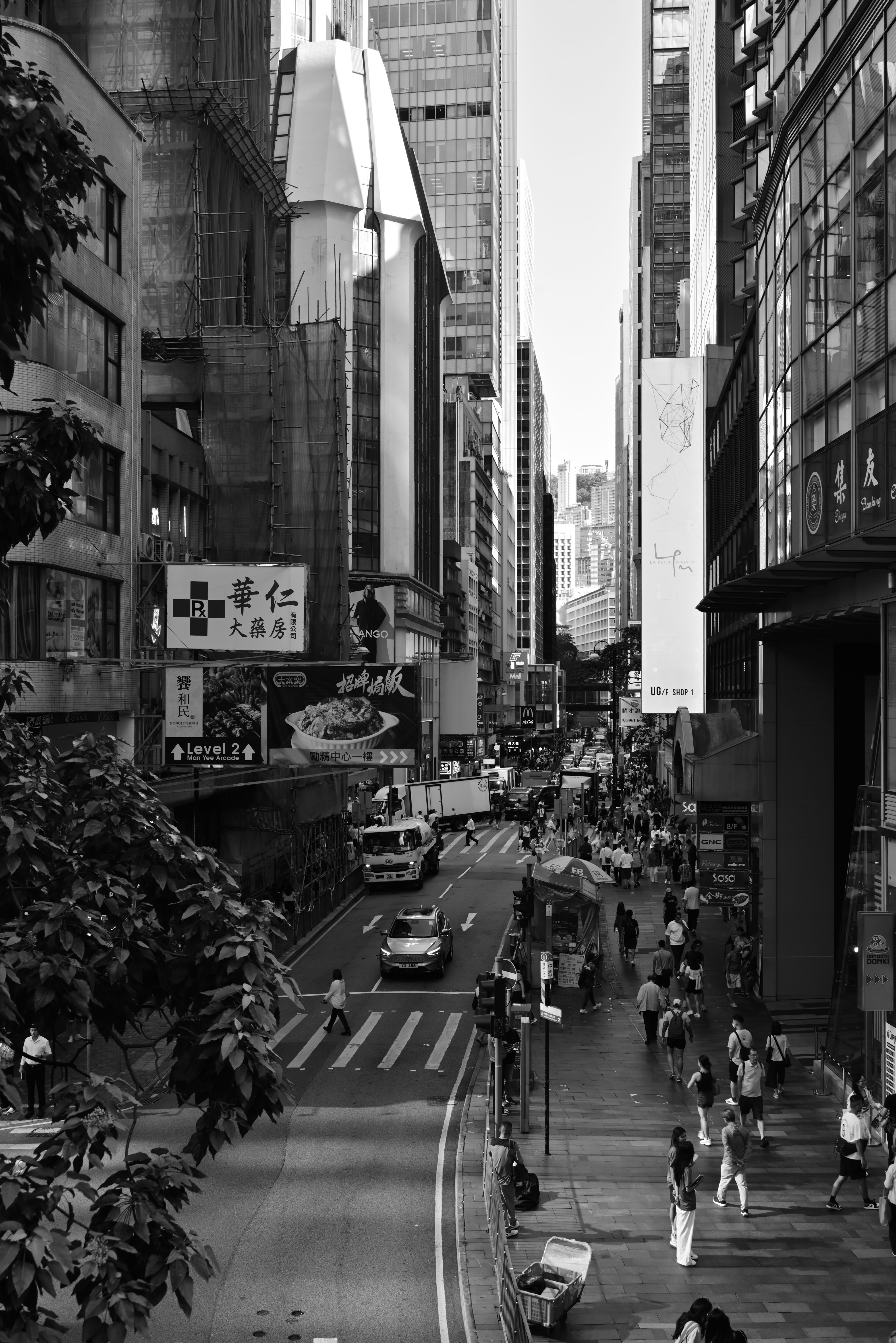 Bustling Urban Street in Black and White · Free Stock Photo