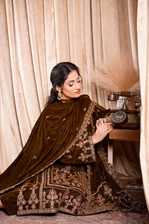 Elegant Embroidered Velvet Dress in Lahore Setting Free Stock Photo Elegant Embroidered Velvet Dress in Lahore Setting Free Stock Photo