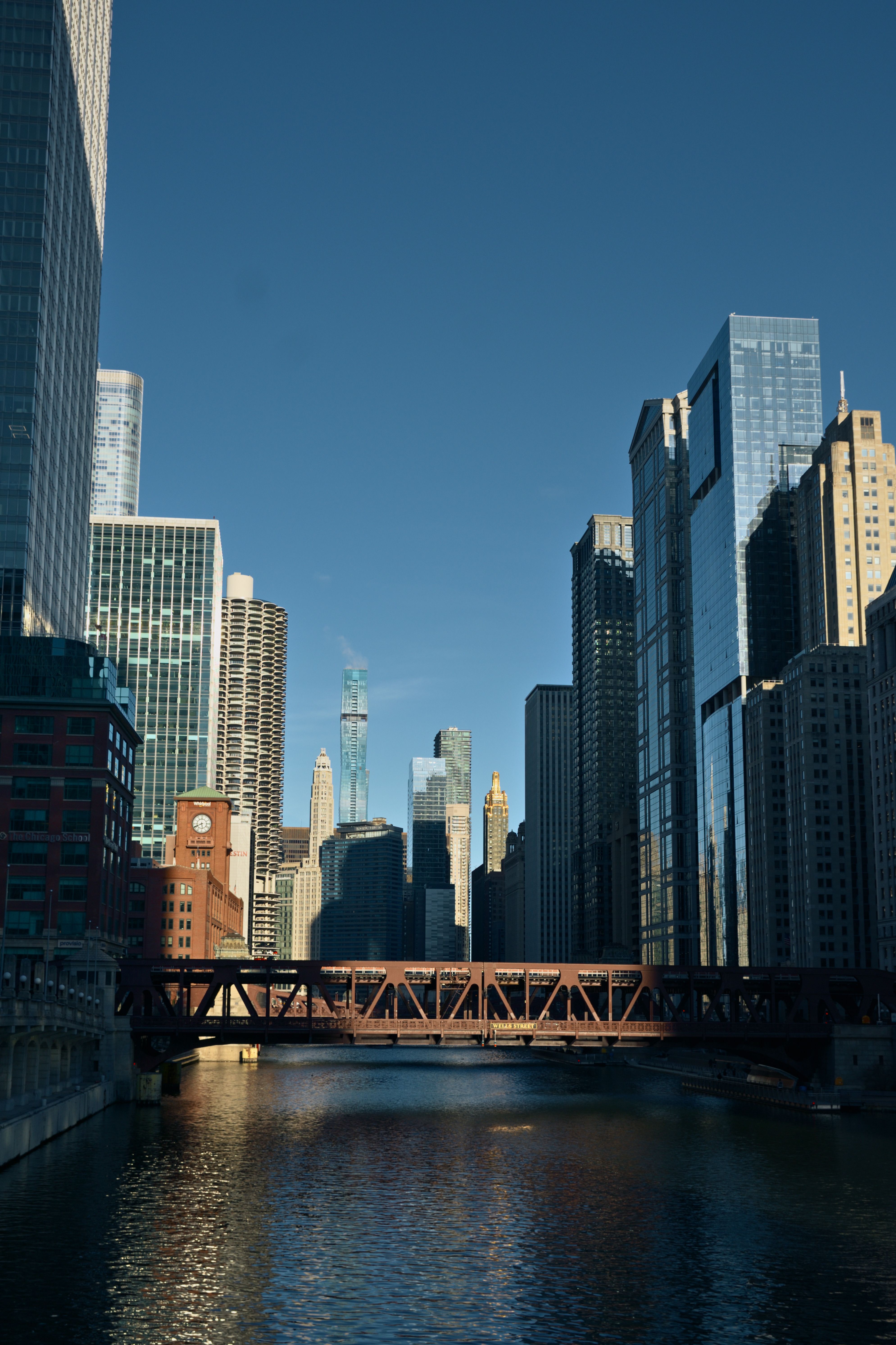 Chicago Skyline with River and Bridge View · Free Stock Photo