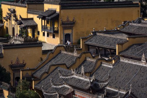 Free Intricate rooftops of historic Asian architecture captured from above. Stock Photo