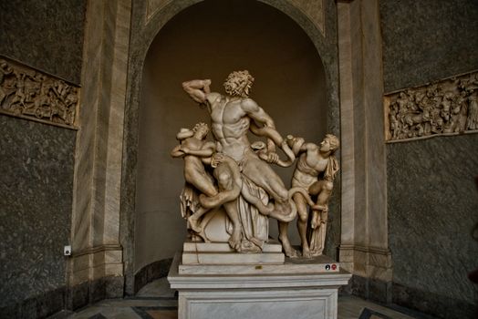 Stunning marble sculpture of Laocoön and His Sons in the Vatican Museums, Rome.