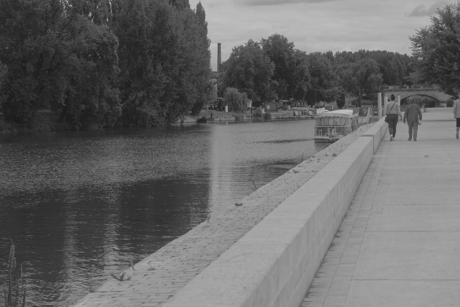 Promenade en noir et blanc au bord de la Charente à Cognac
