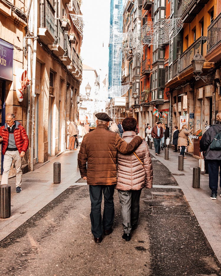 Couple Walking On Street