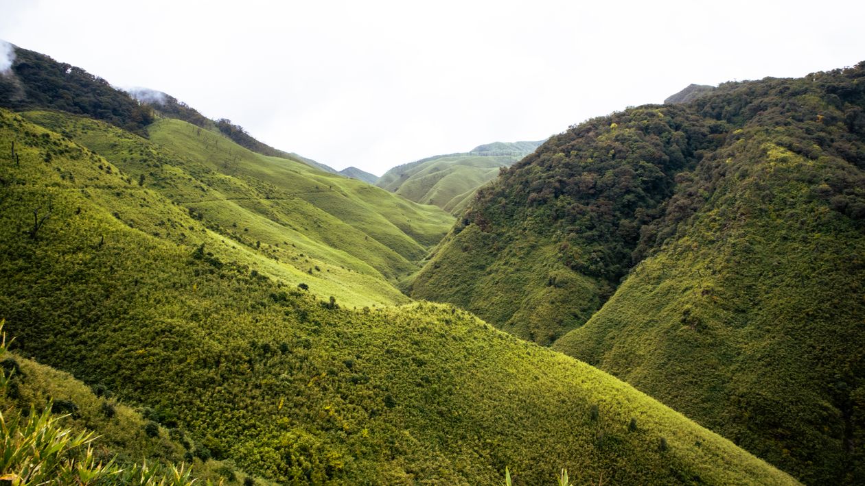 Vibrant Green Hills Under Cloudy Sky · Free Stock Photo