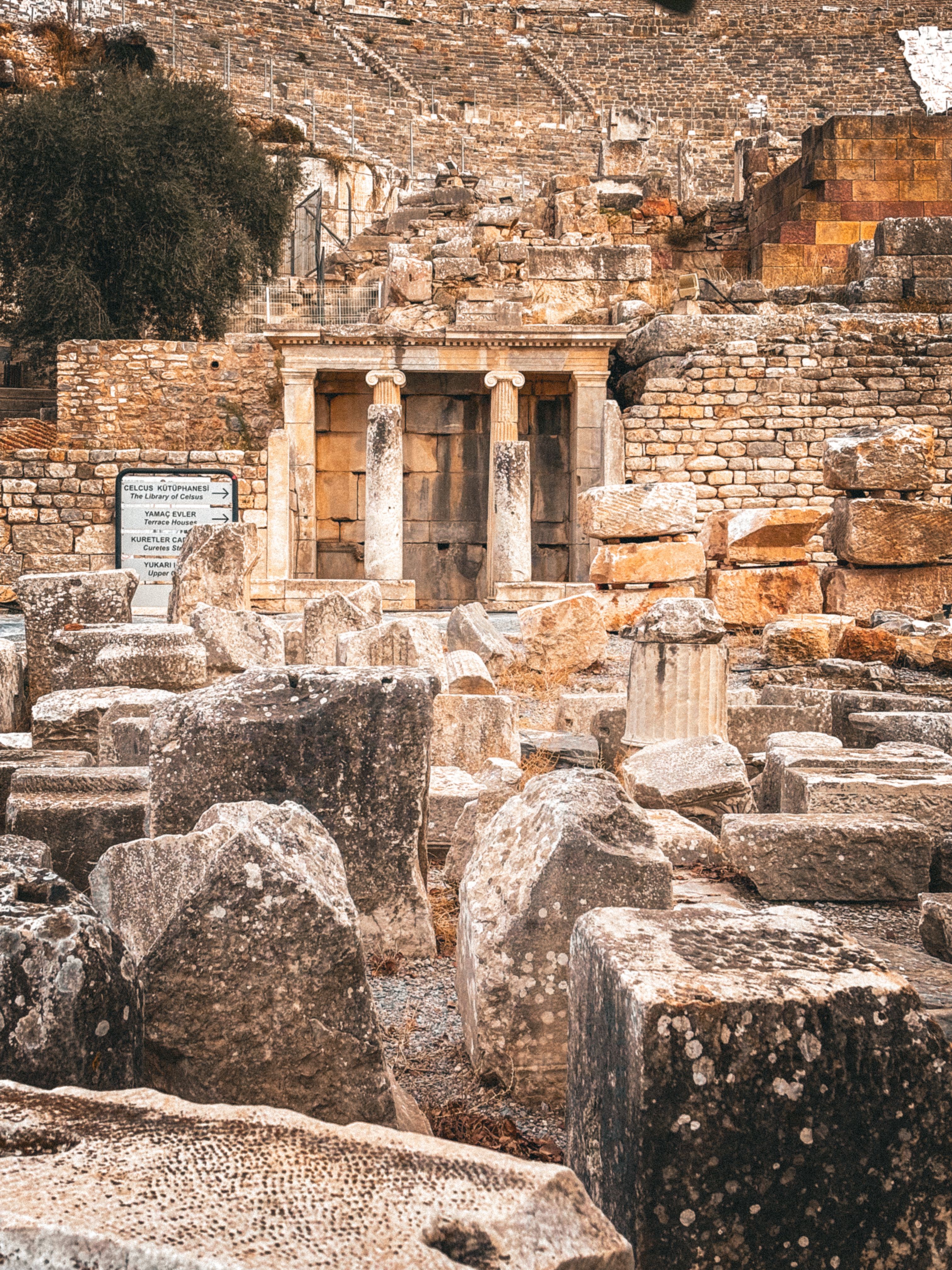 Ancient Ruins with Stone Architecture in Ephesus · Free Stock Photo