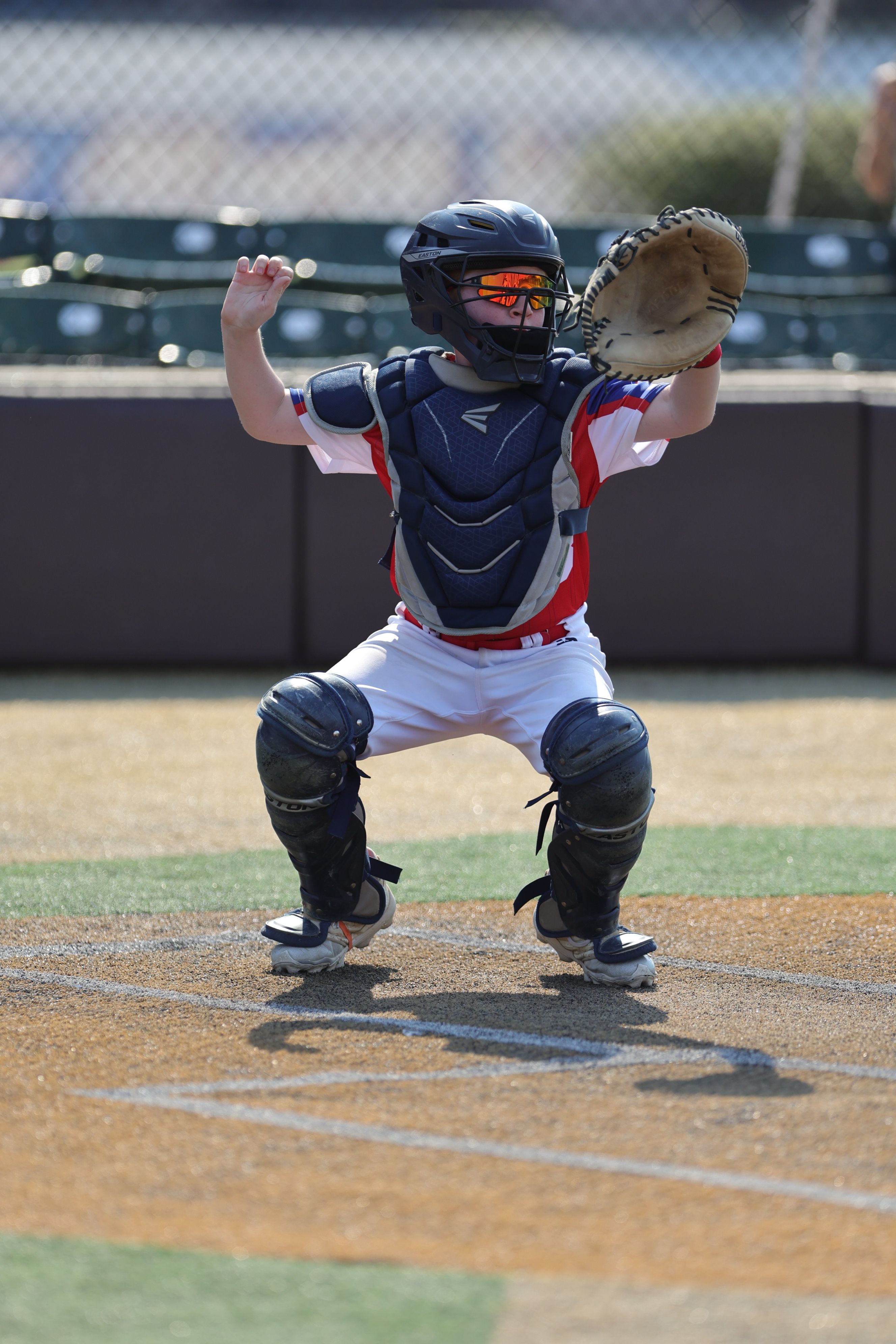 Young Baseball Catcher in Action on Field · Free Stock Photo