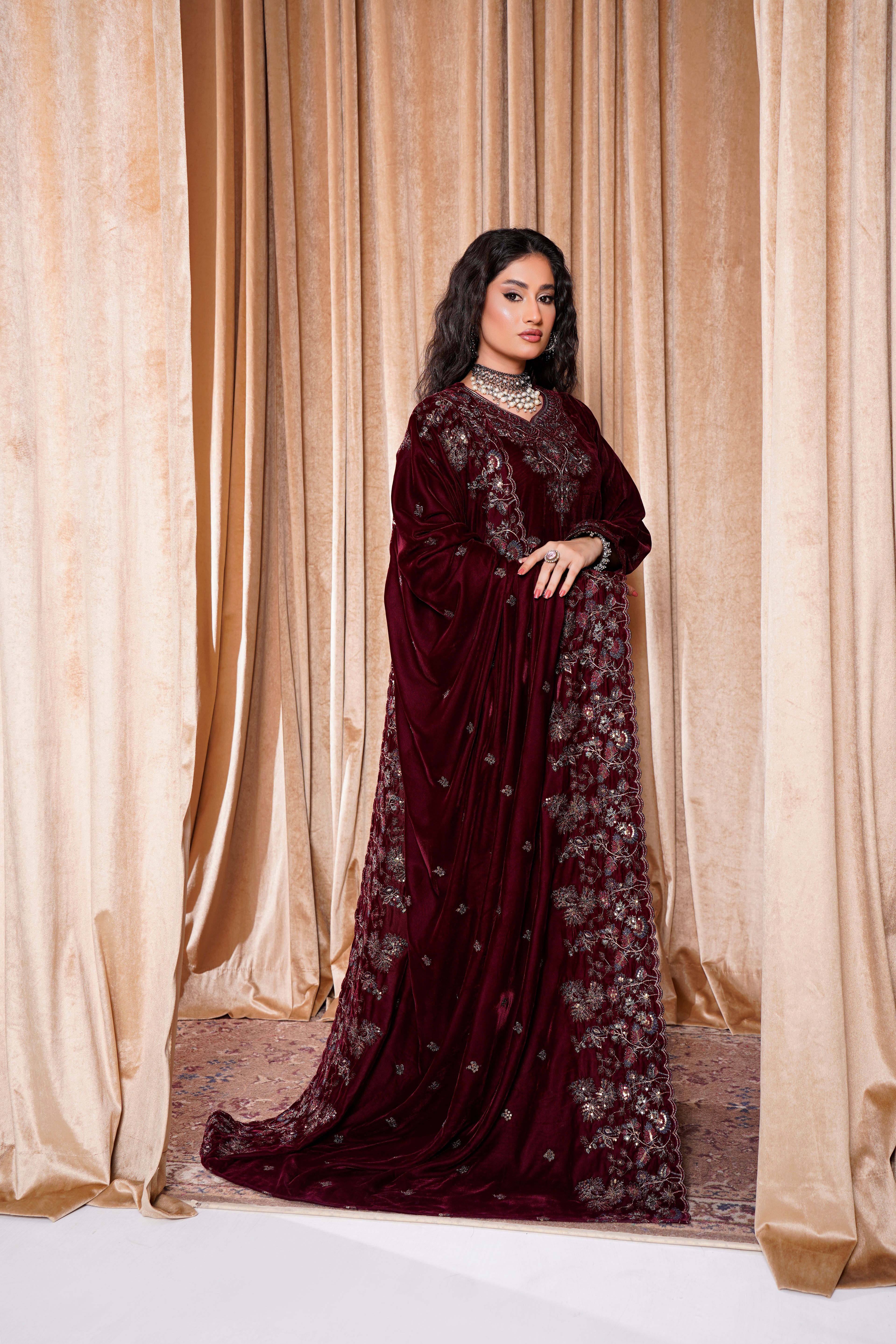 Elegant Eastern Embroidered Velvet Dress Fashion Shoot  Free Stock Photo