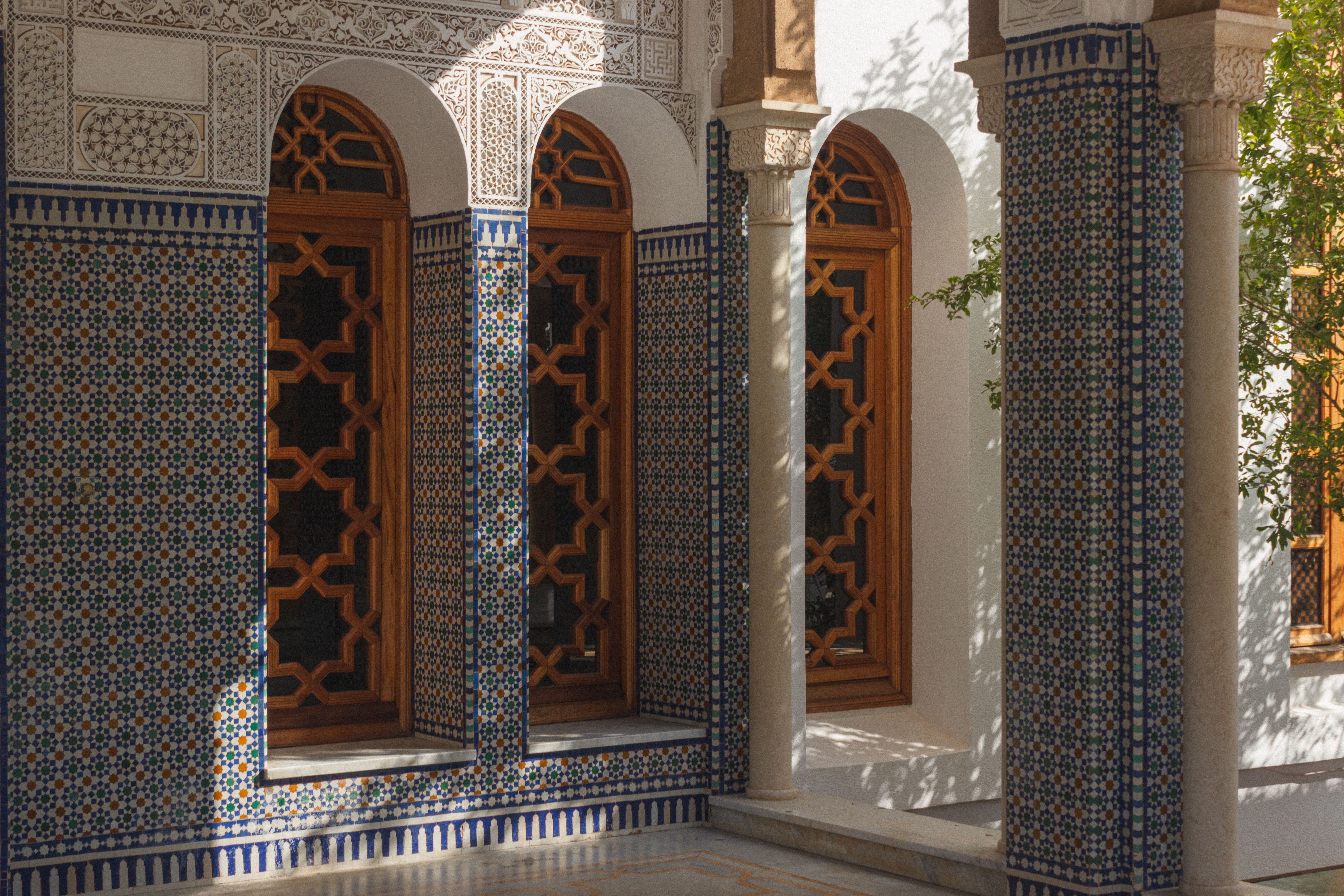 Photo by Hassan Bouamoud: Intricate tilework in a Moroccan Riad