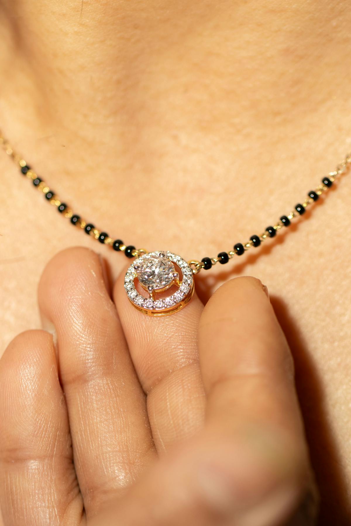 Black bead mangalsutra chain design