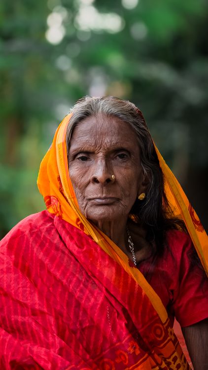 Portrait of Elderly Woman in Traditional Indian Attire · Free Stock Photo