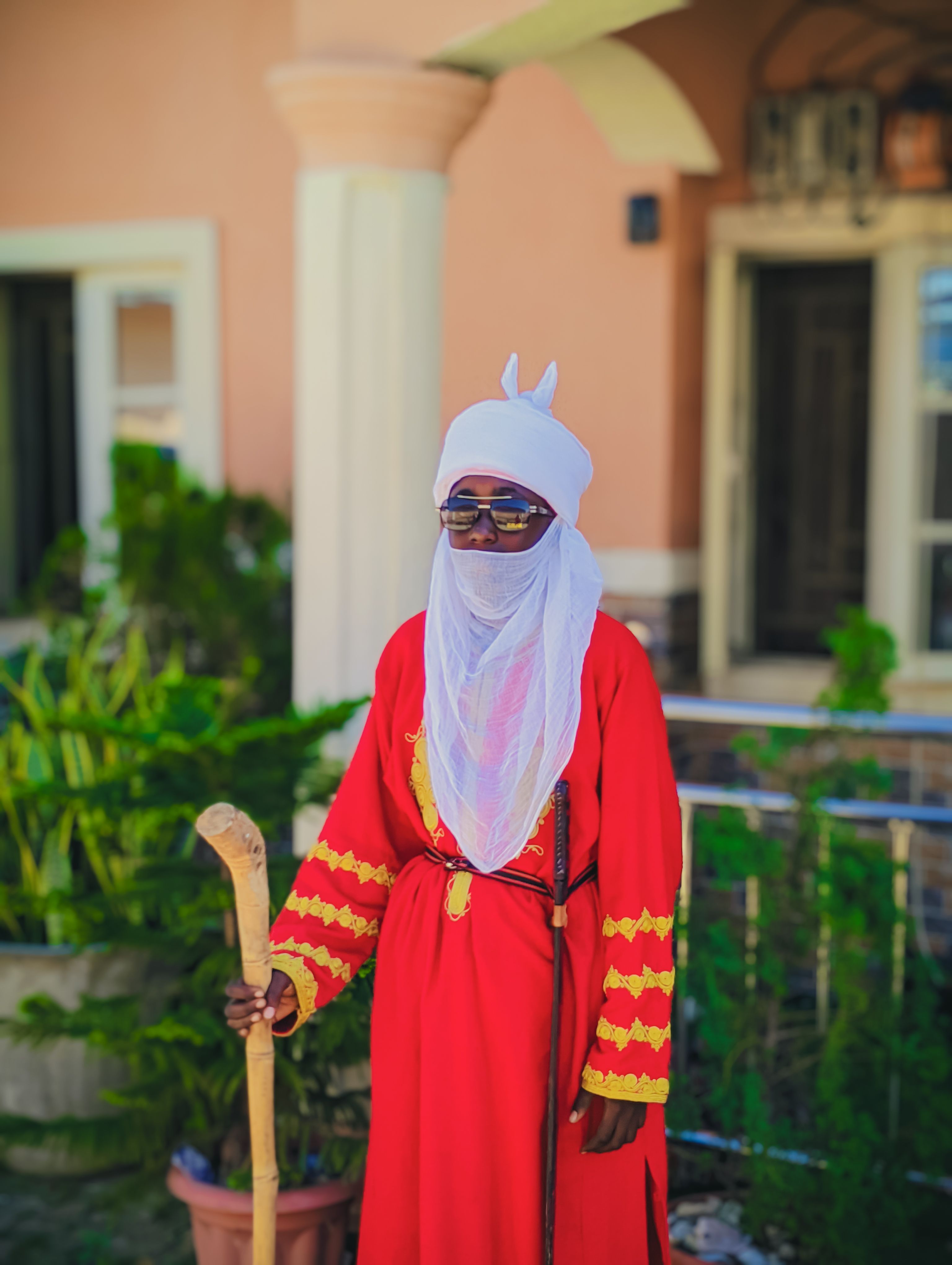 Traditional Red Robe with Headscarf Portrait · Free Stock Photo