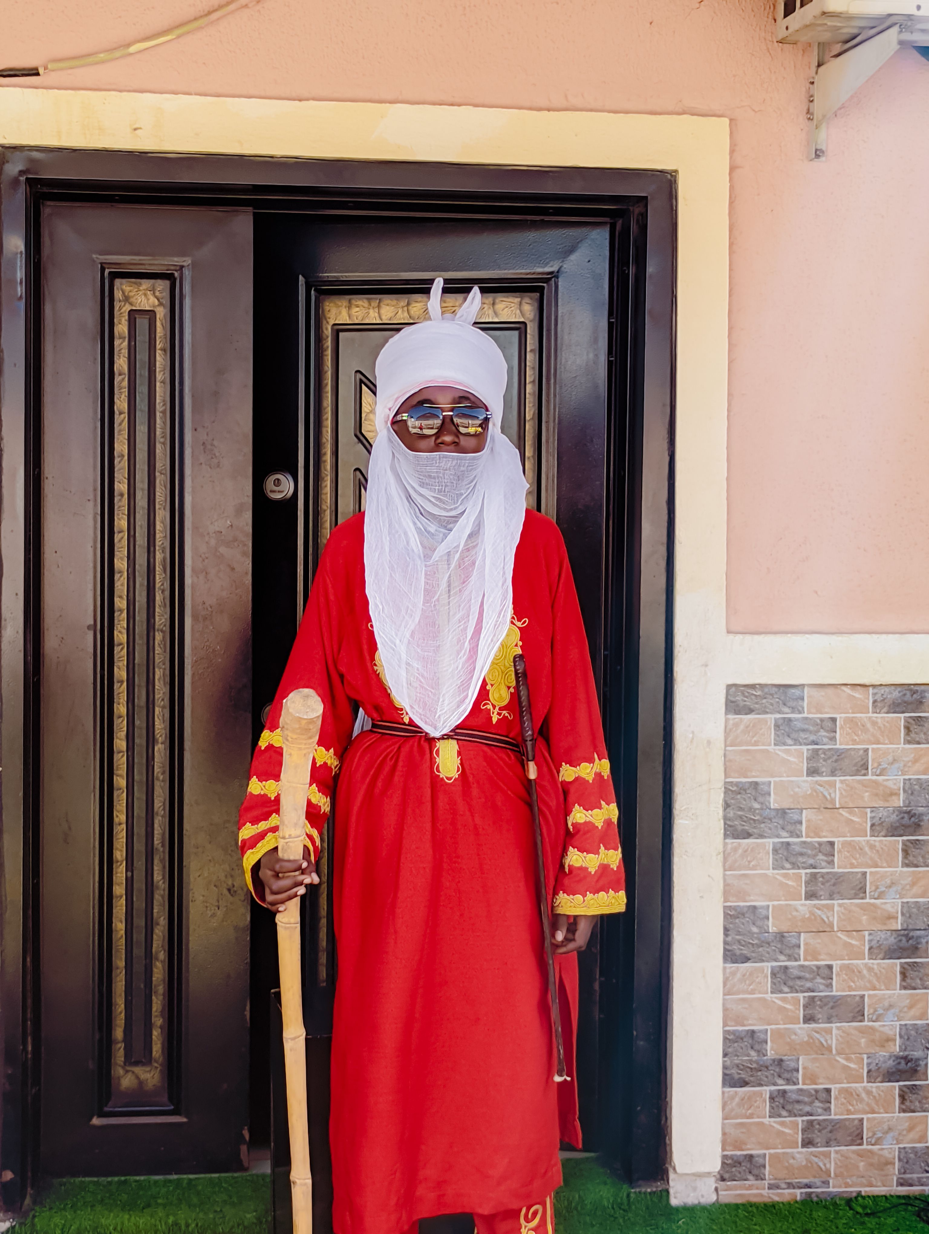 Traditional Red Robe with Headscarf Portrait · Free Stock Photo