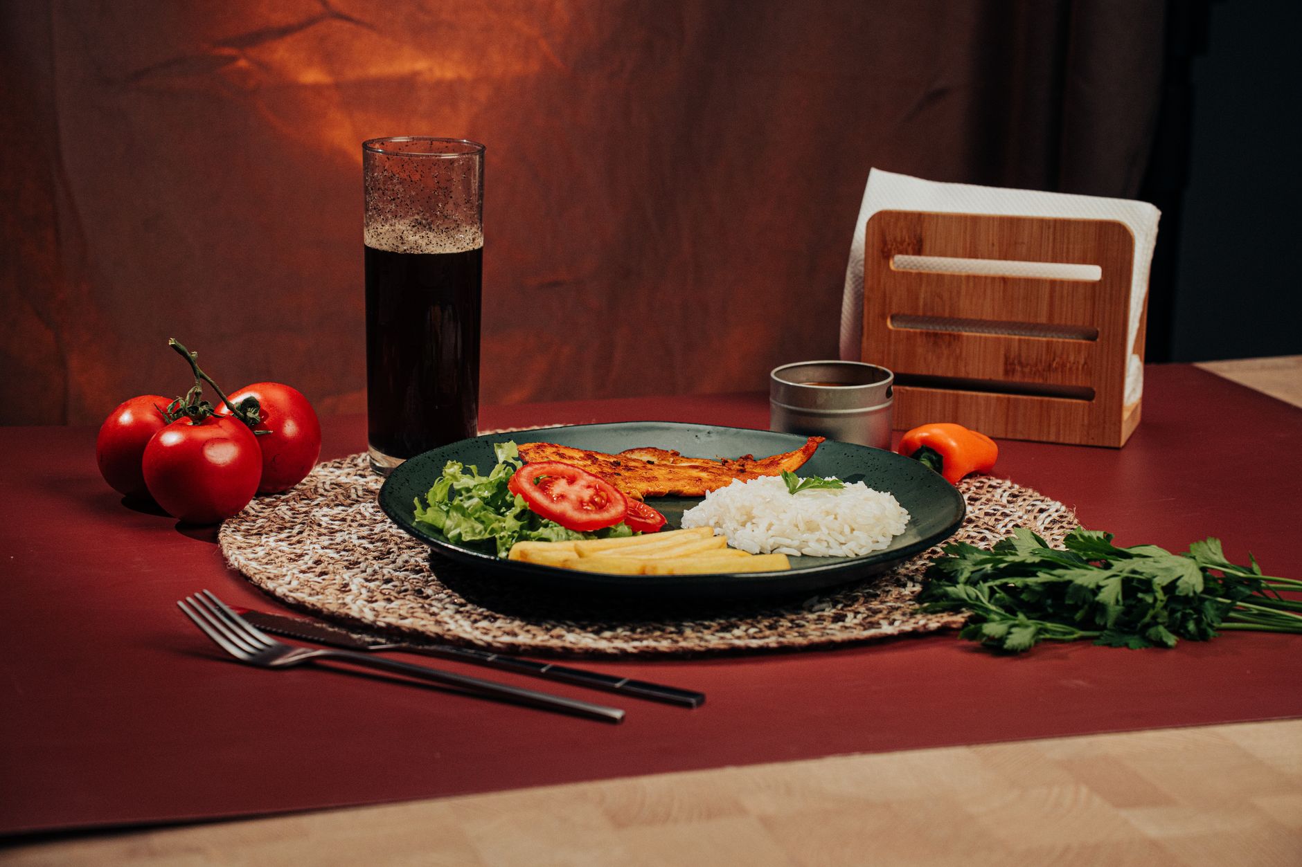 Jamaican Jerk Chicken with rice and peas