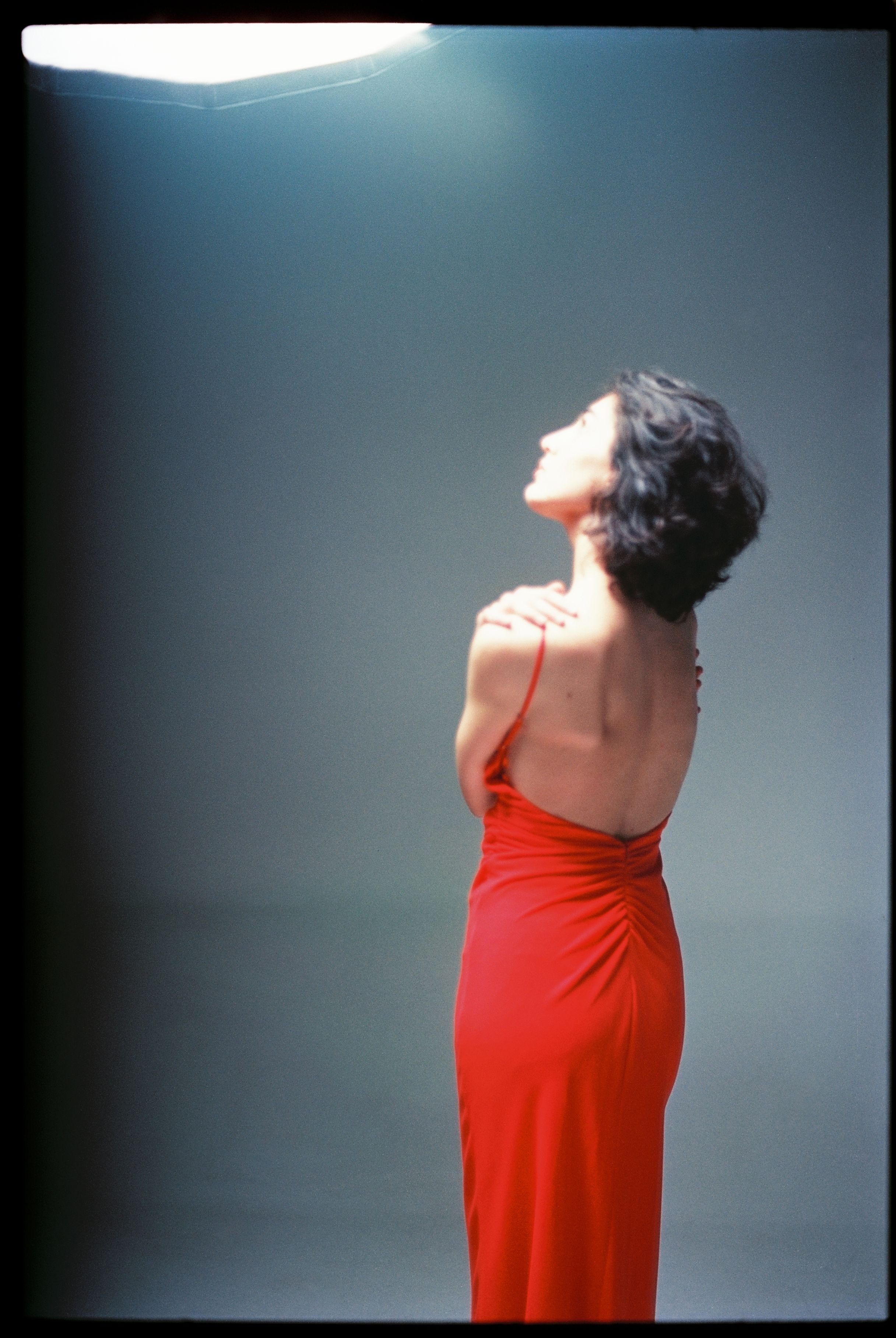 Elegant Woman in Red Dress Studio Portrait · Free Stock Photo
