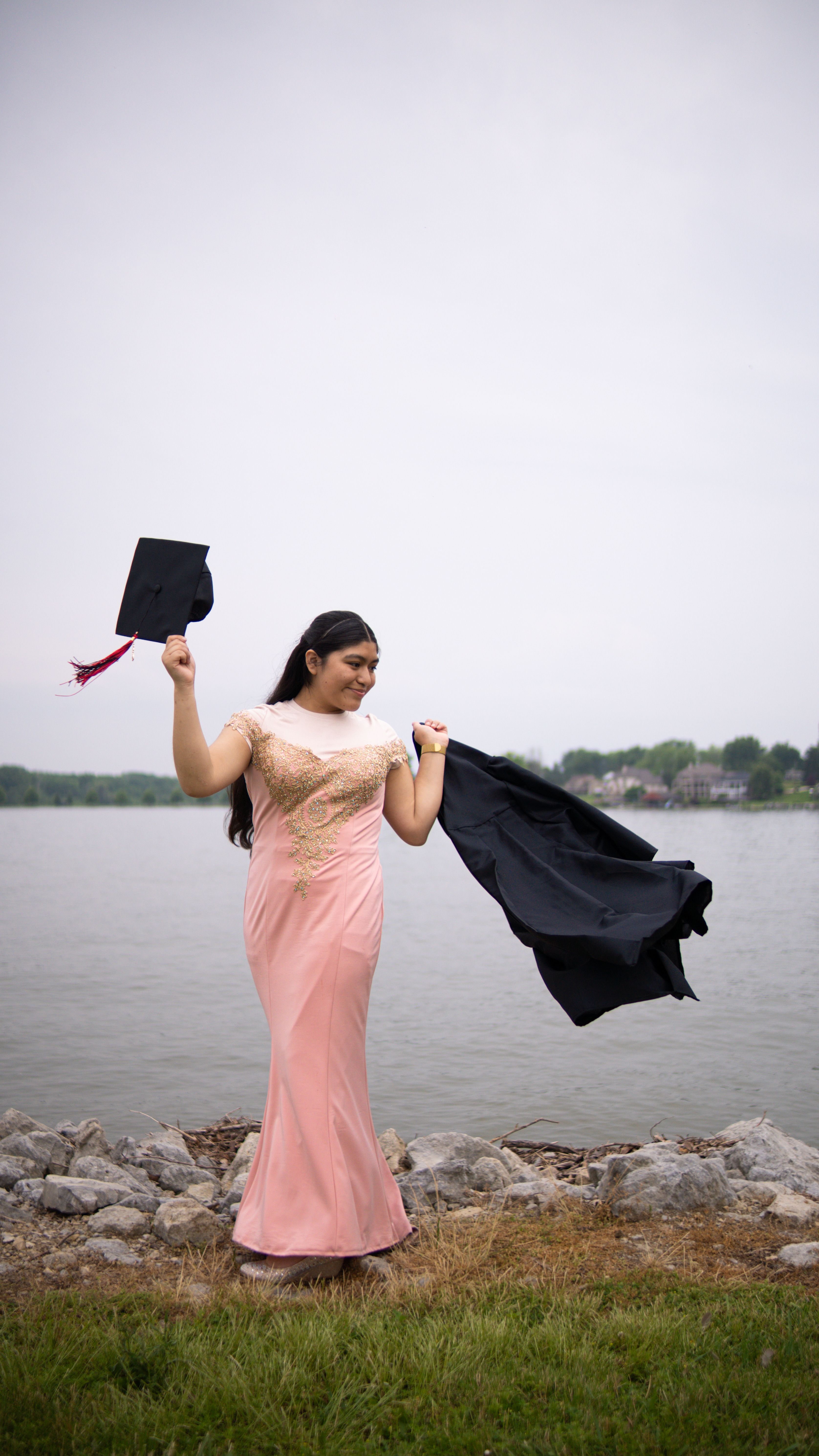 cute plus size graduation dresses Hot Pink Prom Dress with Pockets, Evening Dress, Formal Dresses, Gradu –  DressesTailor main image 1