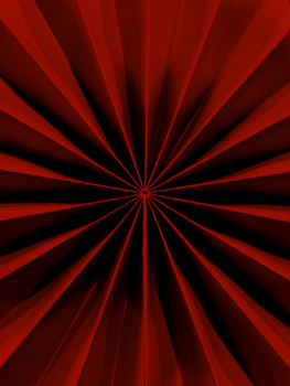 Abstract red radial pattern with dynamic shadows creating a bold visual impact.