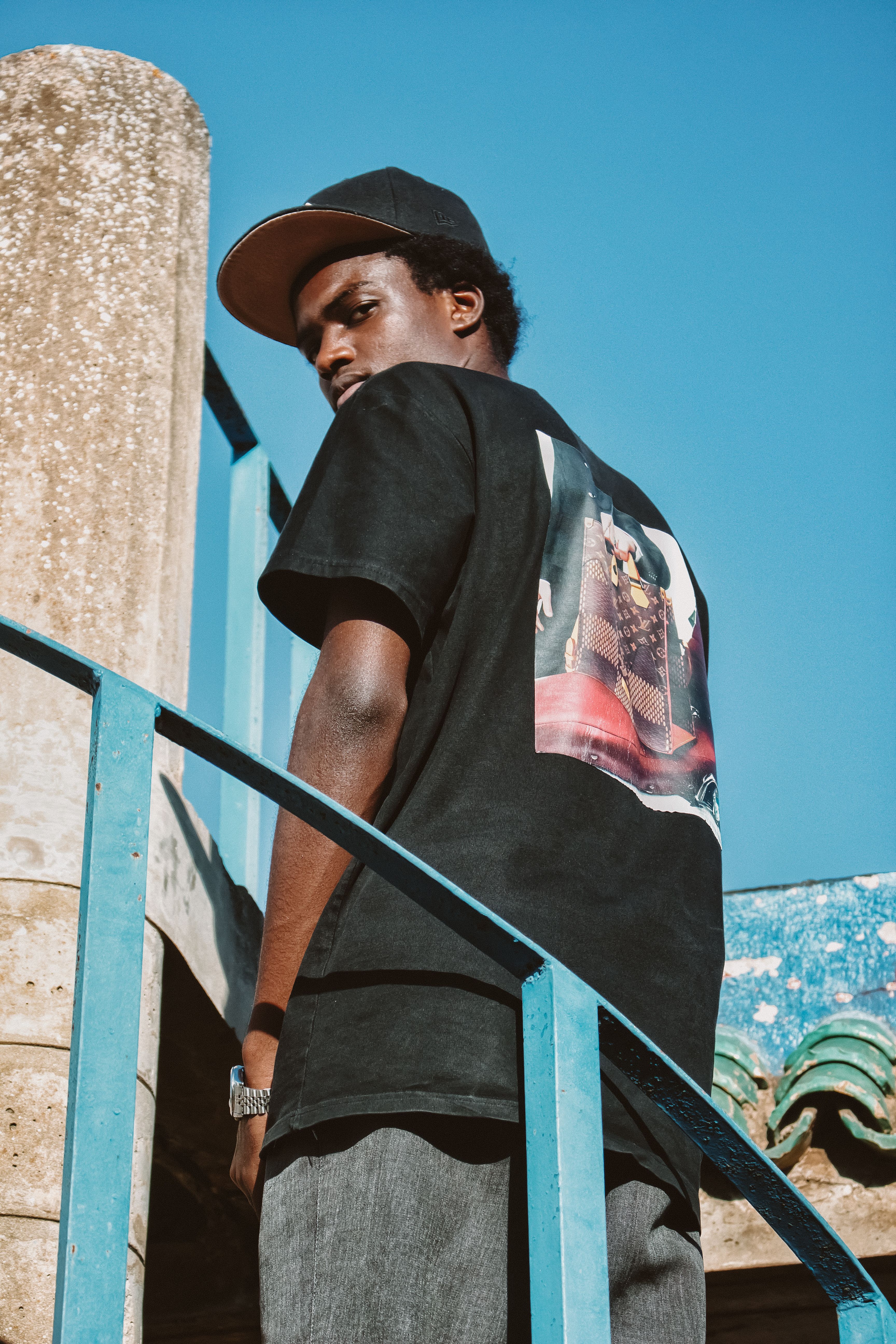 Camiseta Oversized Preta Estampada