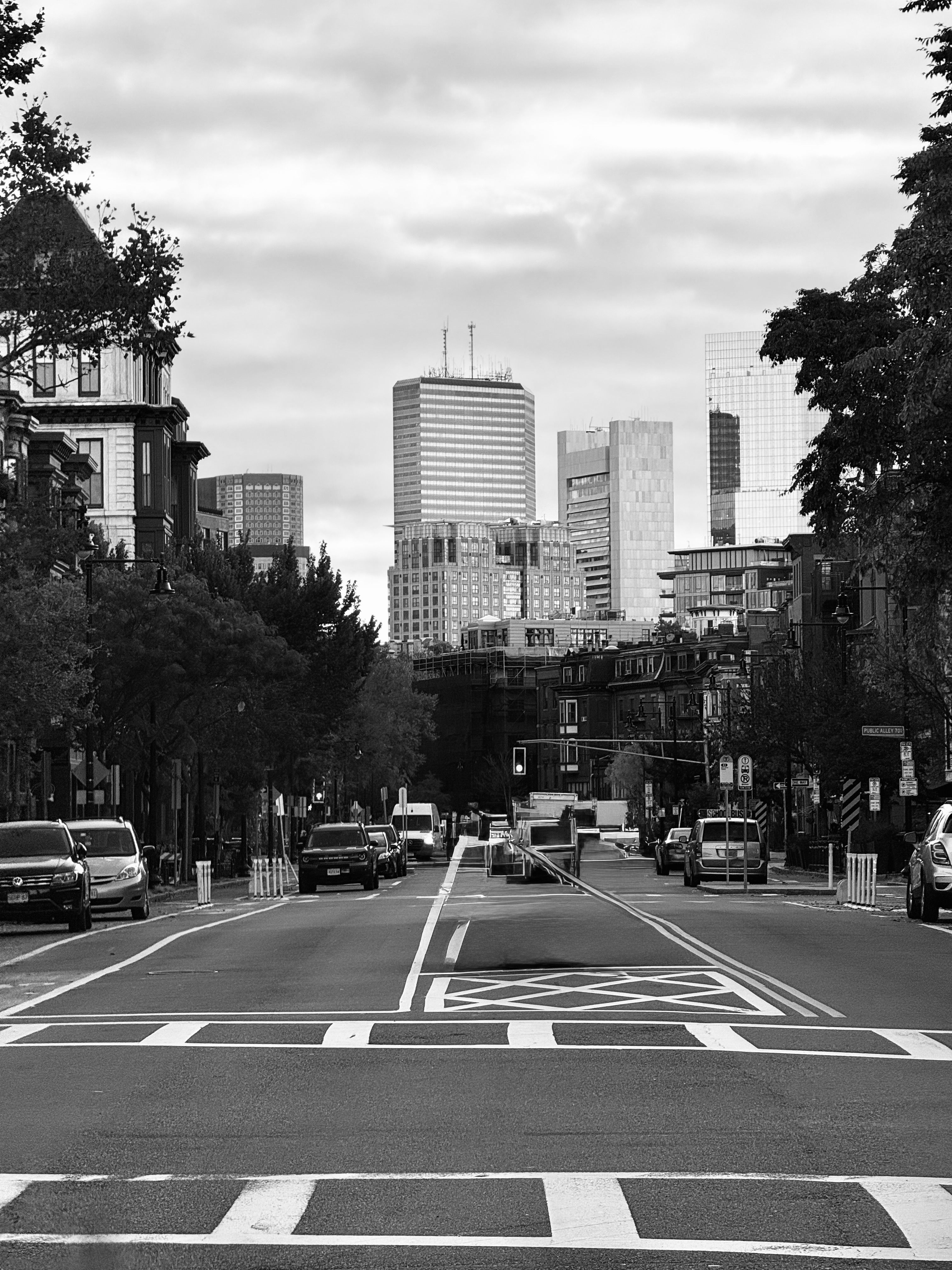 Urban Street Scene with Bridge in Black and White · Free Stock Photo