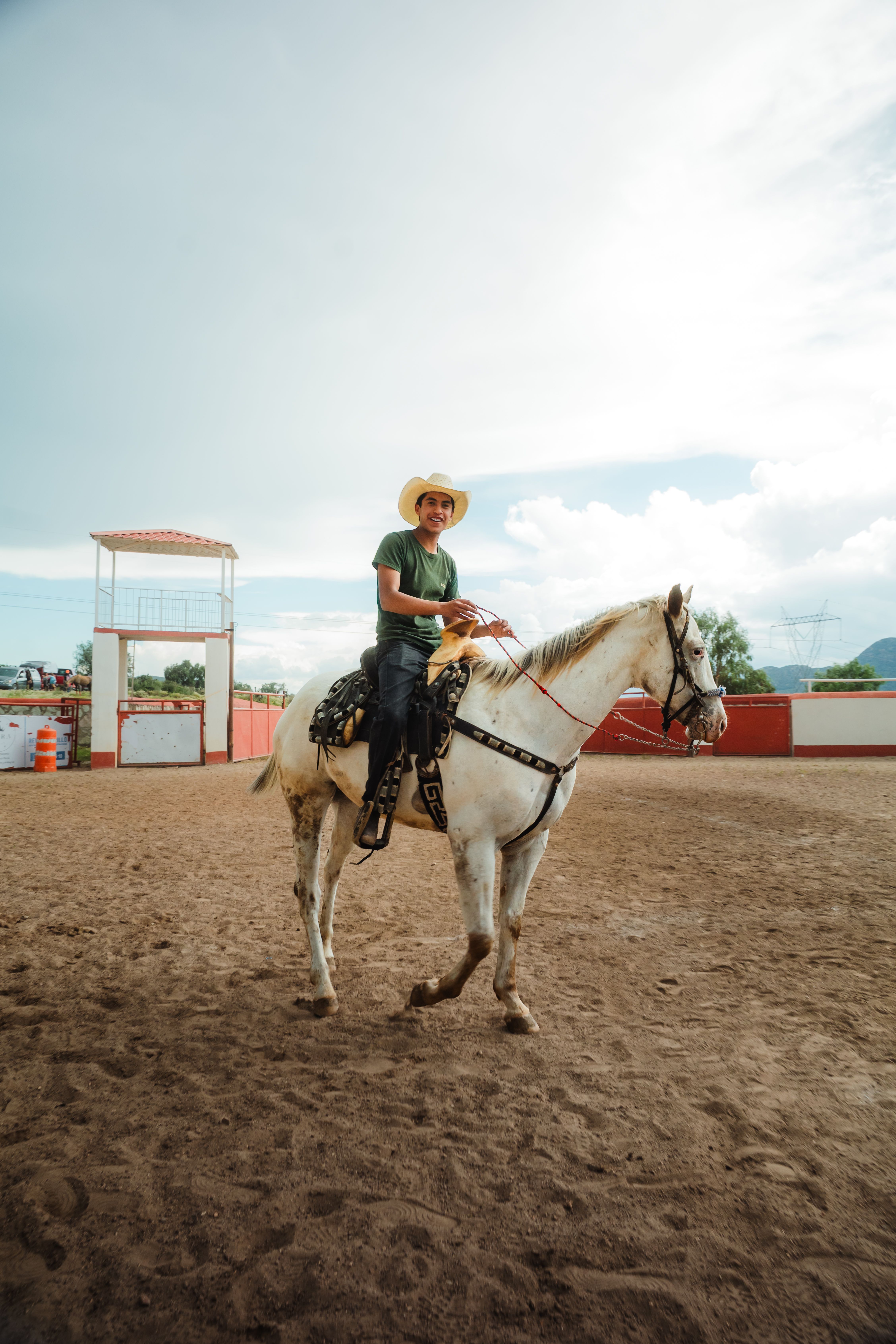 Mexican Cowboy Riding a Horse in Ranch Arena · Free Stock Photo