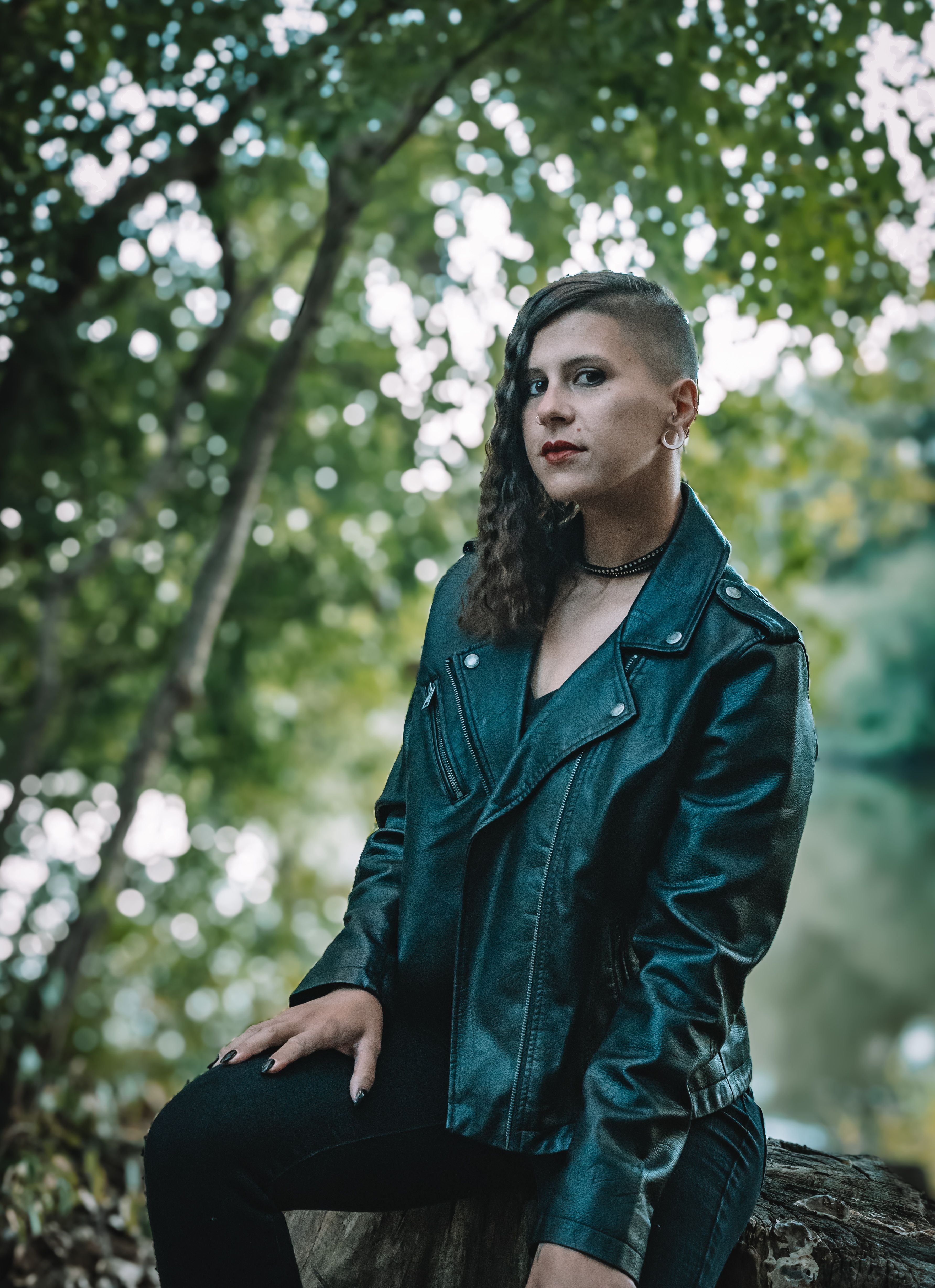 Stylish Portrait of Woman in Leather Jacket Outdoors · Free Stock Photo