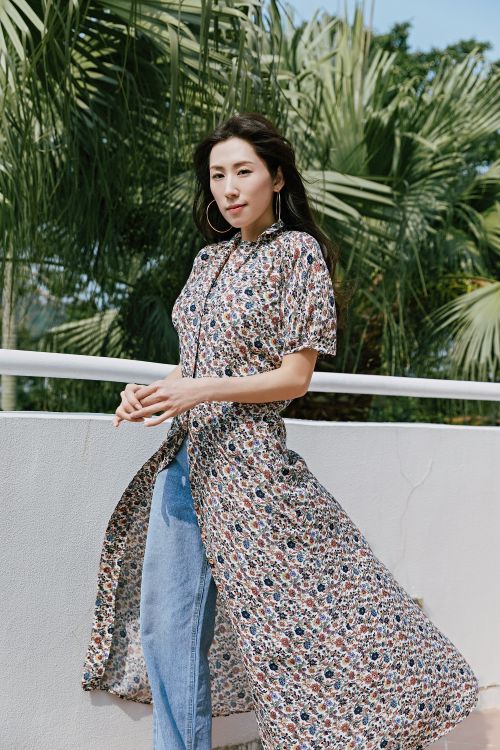 Dark floral midi dress