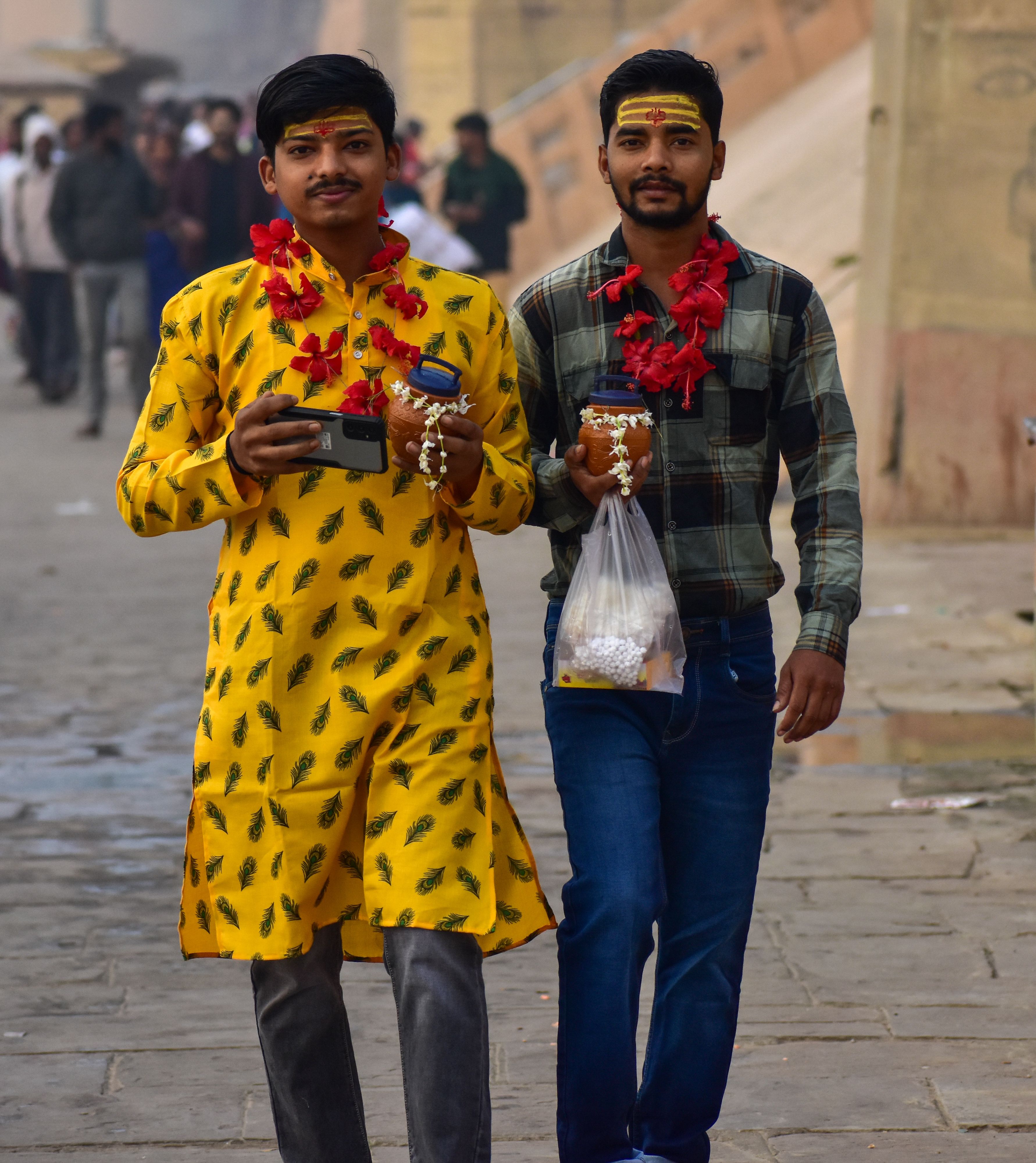 Two Men Celebrating Festival in Traditional Attire · Free Stock Photo