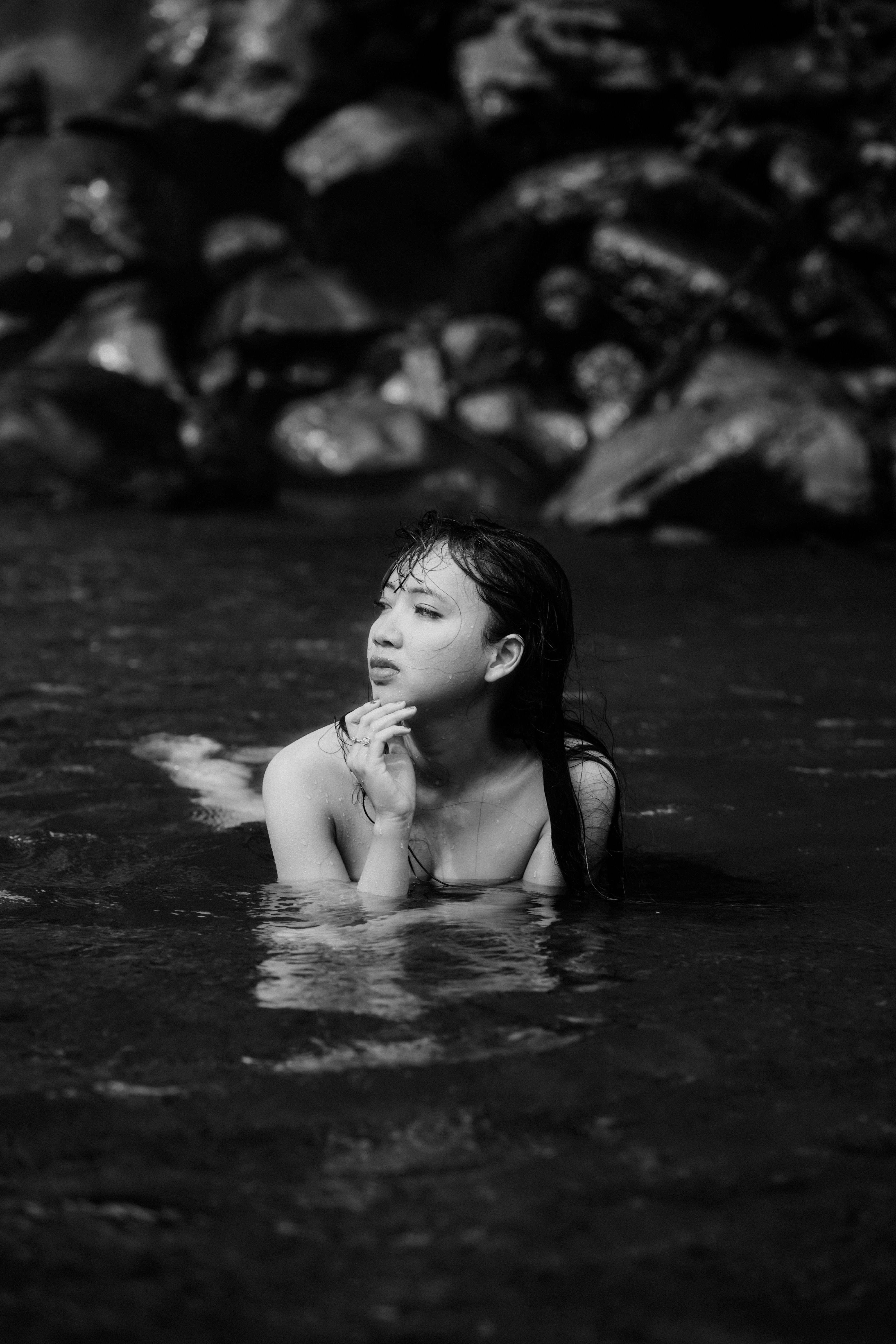 Serene Woman Relaxing in Calm Waters