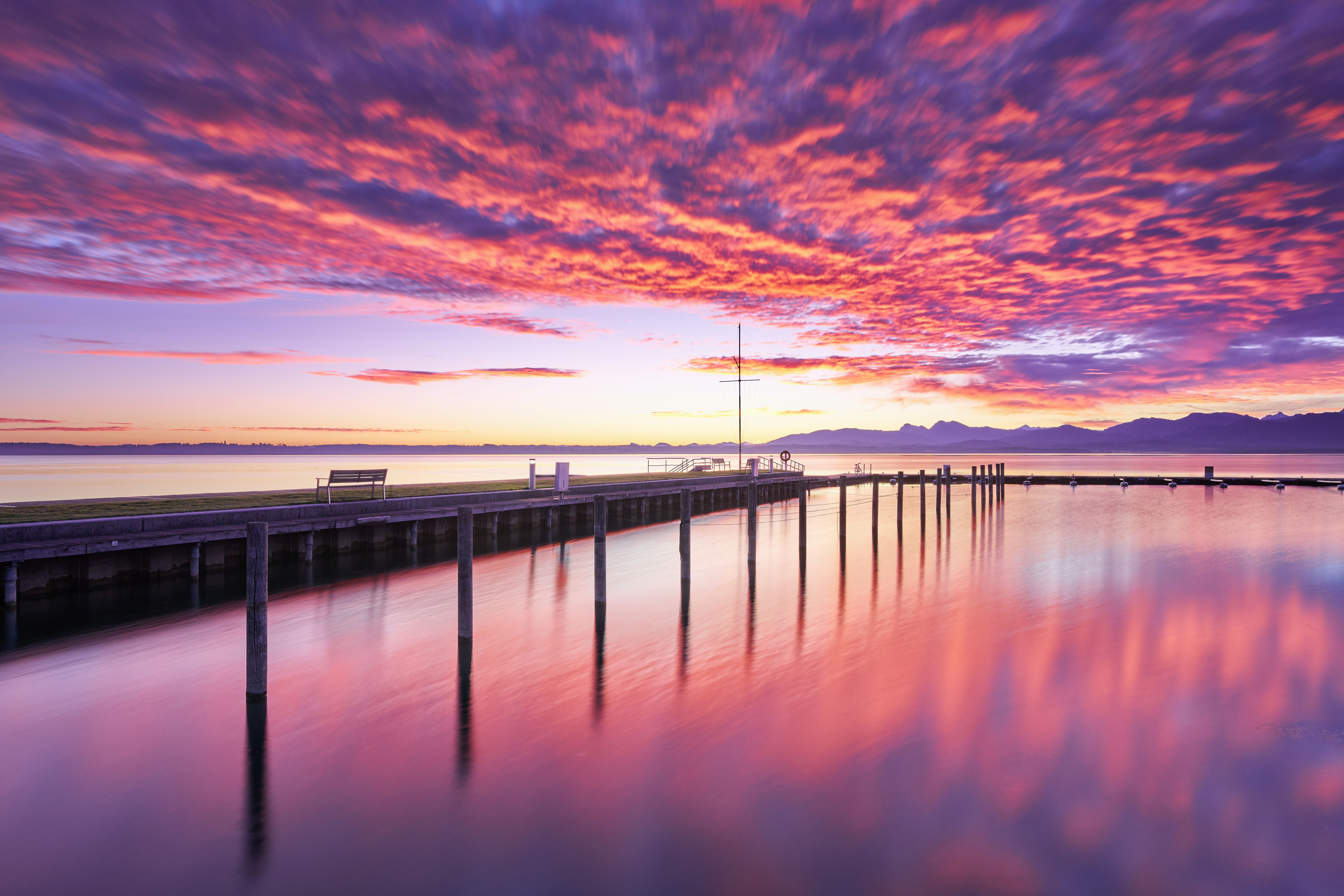 Stunning Sunset over Bavarian Lake Pier · Free Stock Photo