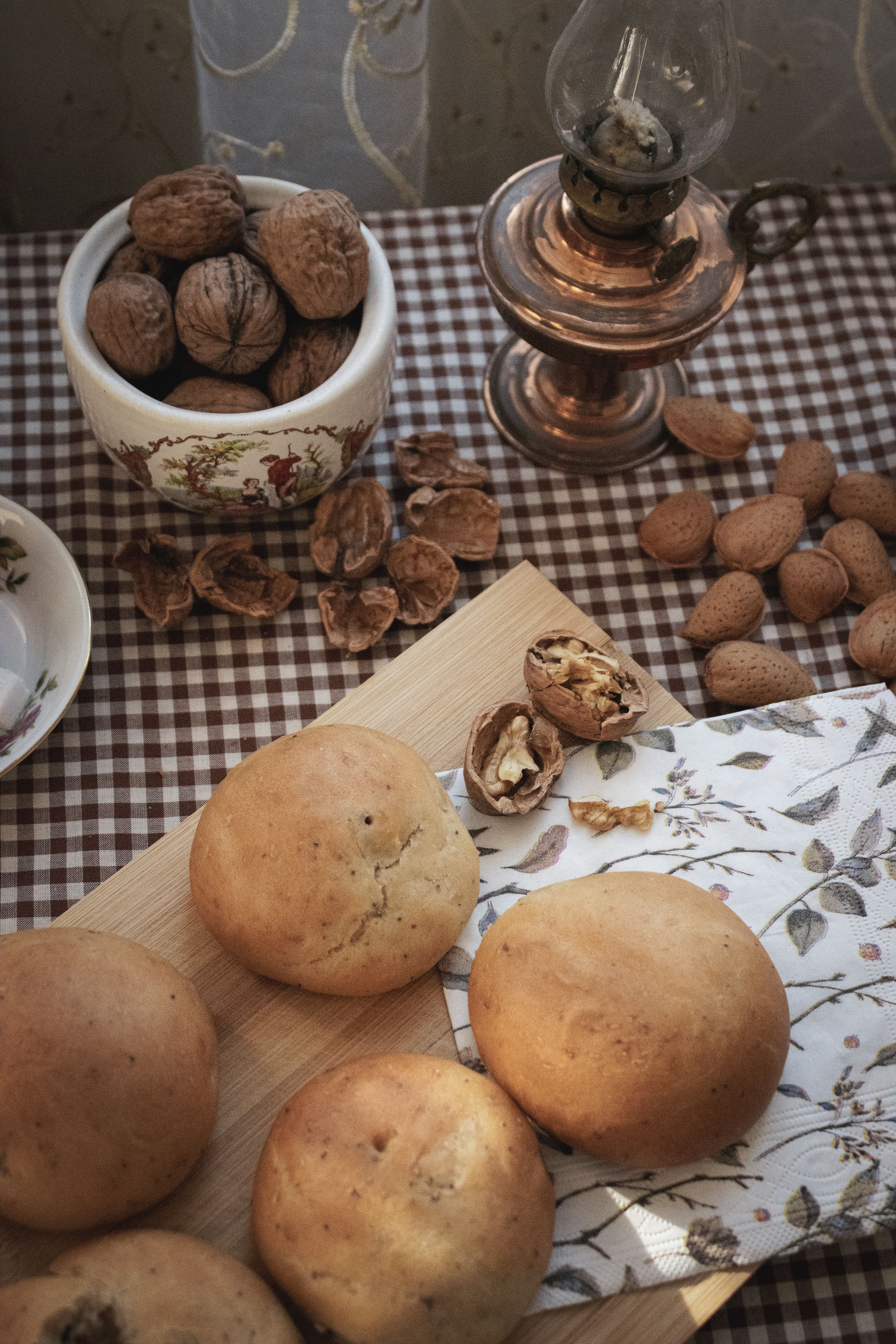 Rustic Autumn Table with Homemade Pastries and Nuts · Free Stock Photo