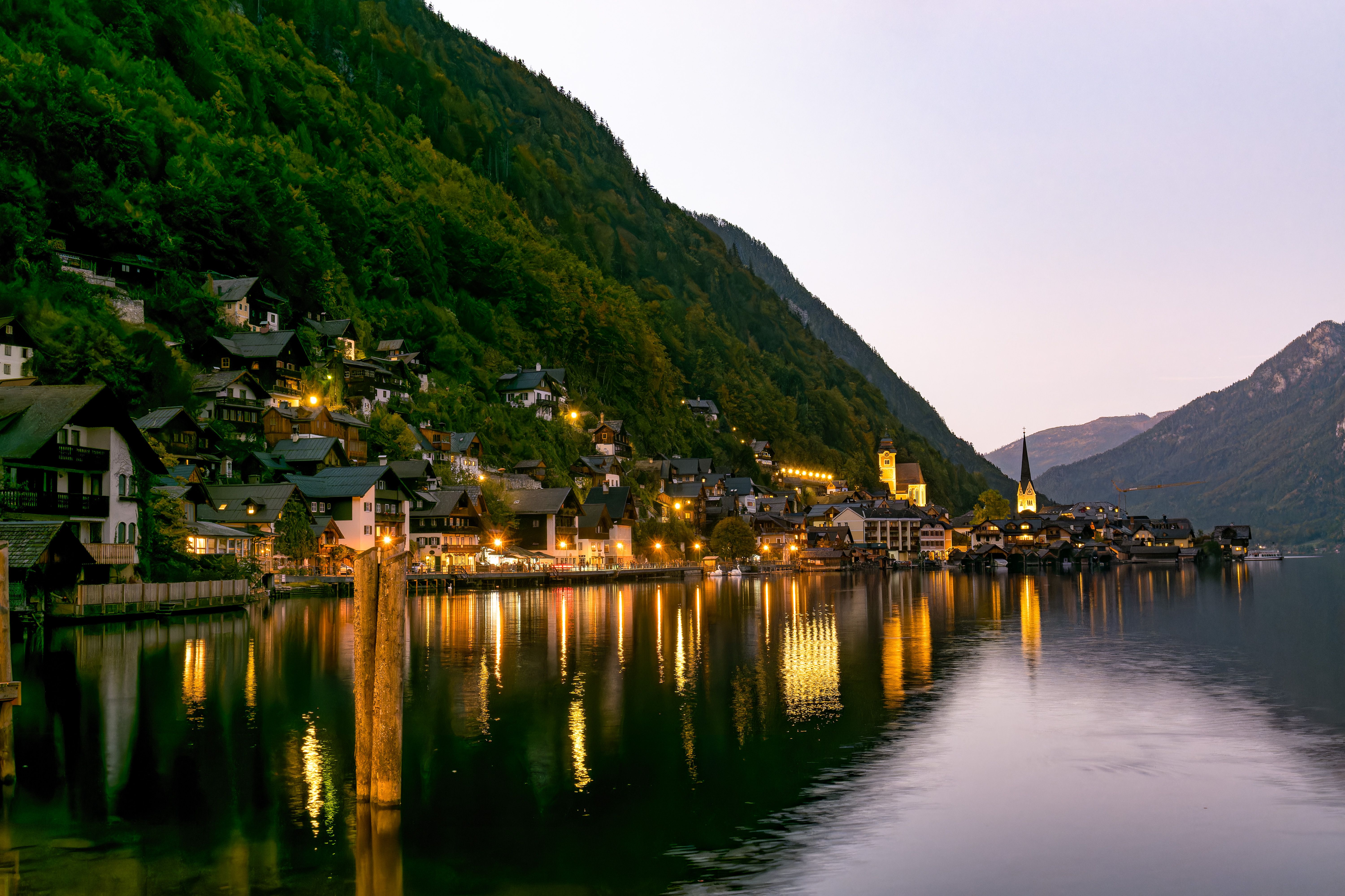 Scenic Twilight View of Hallstatt Village Austria · Free Stock Photo