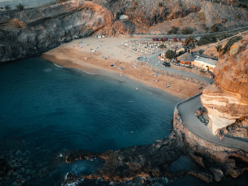 Sunny beach in the Canary Islands, Spain, showcasing its mild 'eternal spring' climate