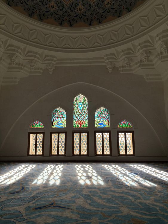 Mosque Window Texture Pattern Interior of Mosque with Stained Glass Windows · Free Stock Photo