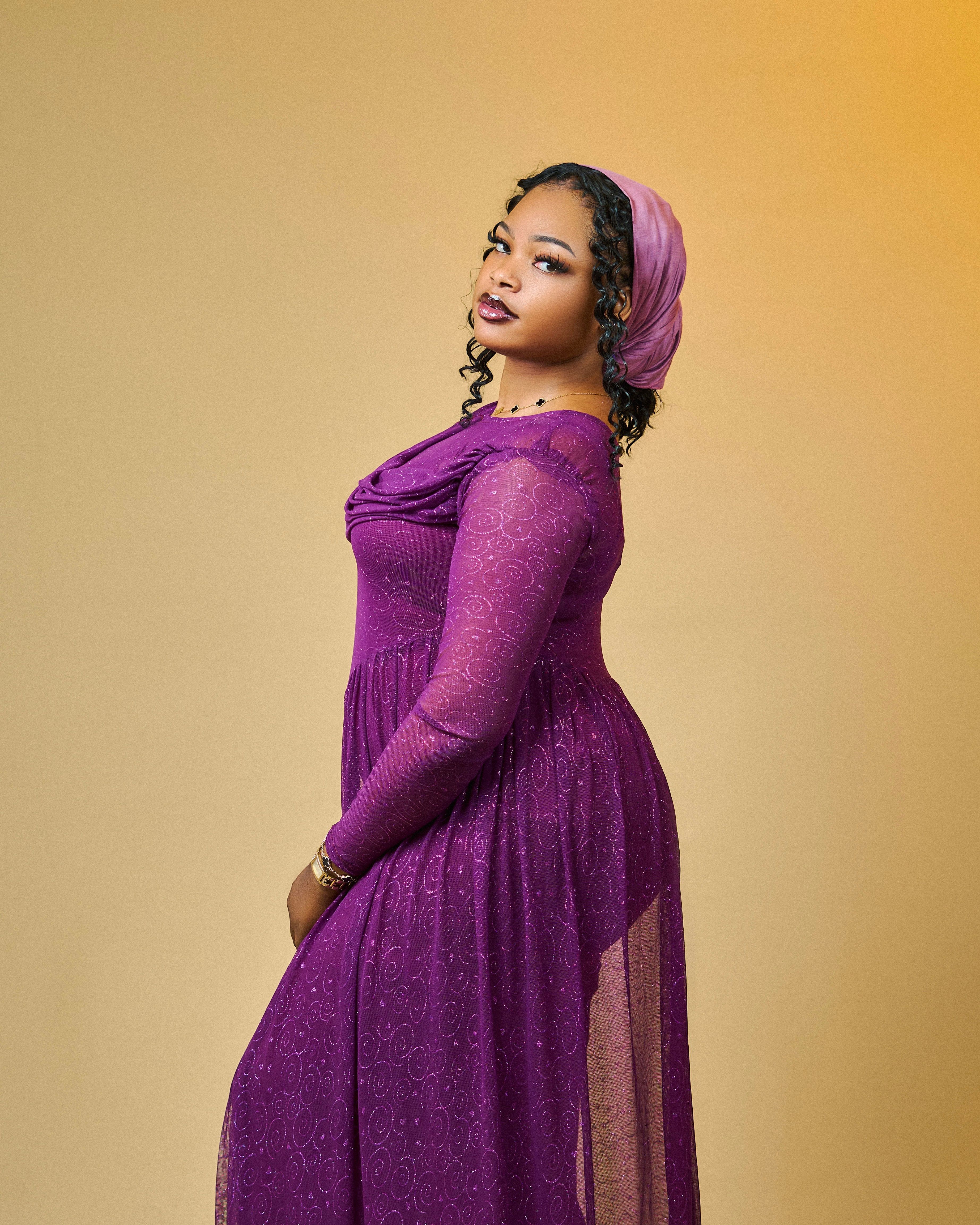 Elegant Woman in Purple Dress Portrait · Free Stock Photo
