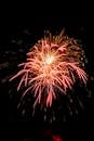 Brilliant Red Fireworks Illuminating the Night Sky
