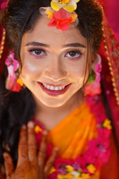 A stunning portrait of a South Asian bride adorned with vibrant flowers and traditional attire, showcasing cultural beauty.
